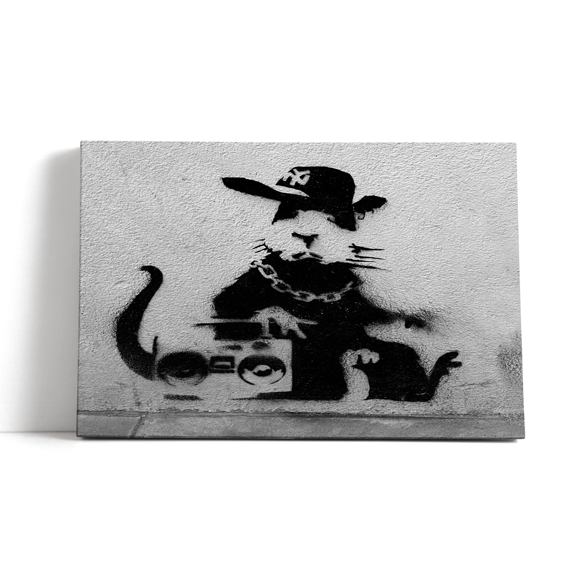 Banksy - Hamster mit Musik Box, Leinwandbild