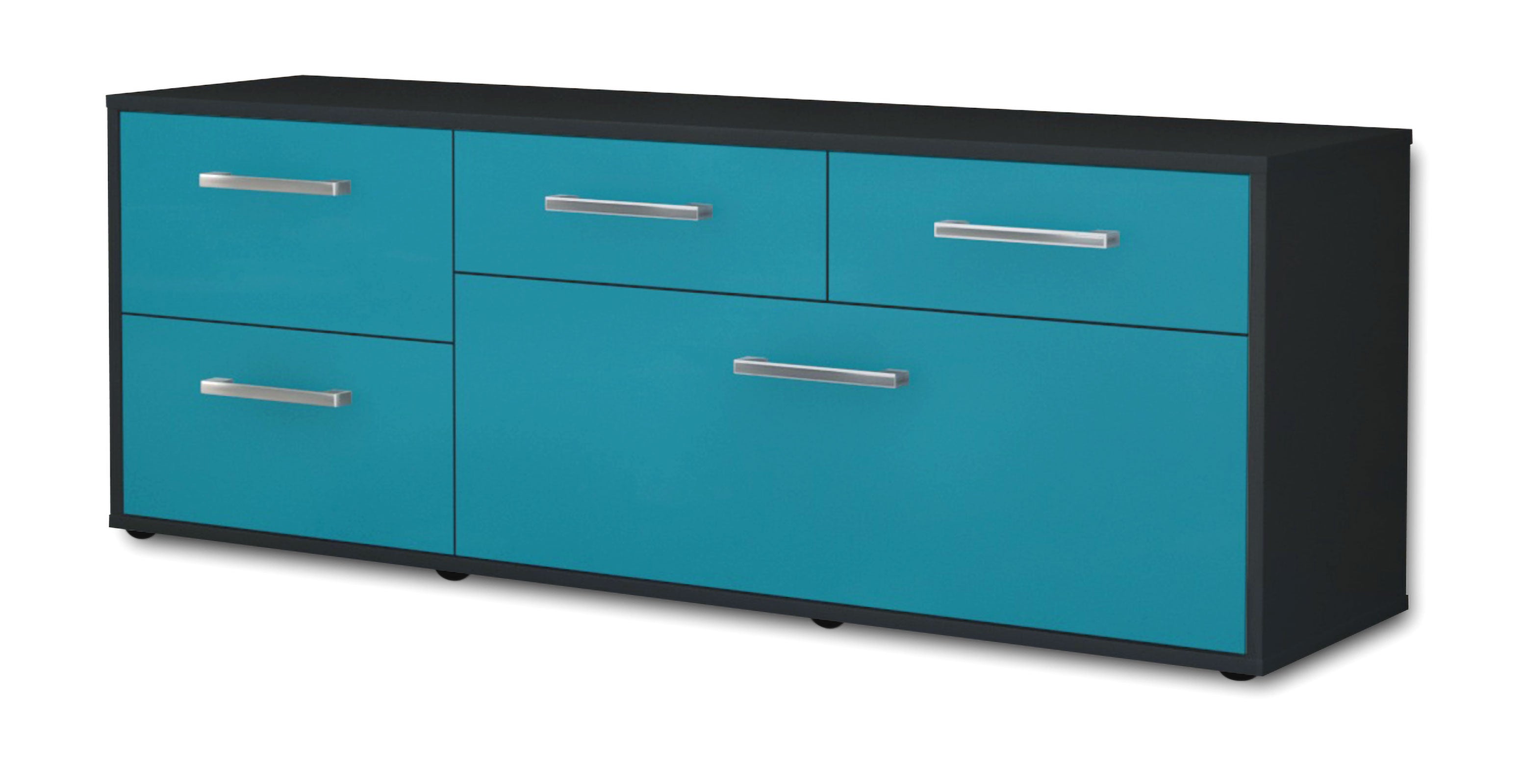 Lowboard - Anais - Design Farbakzent - Freistehend mit Griffe 136 cm Anthrazit