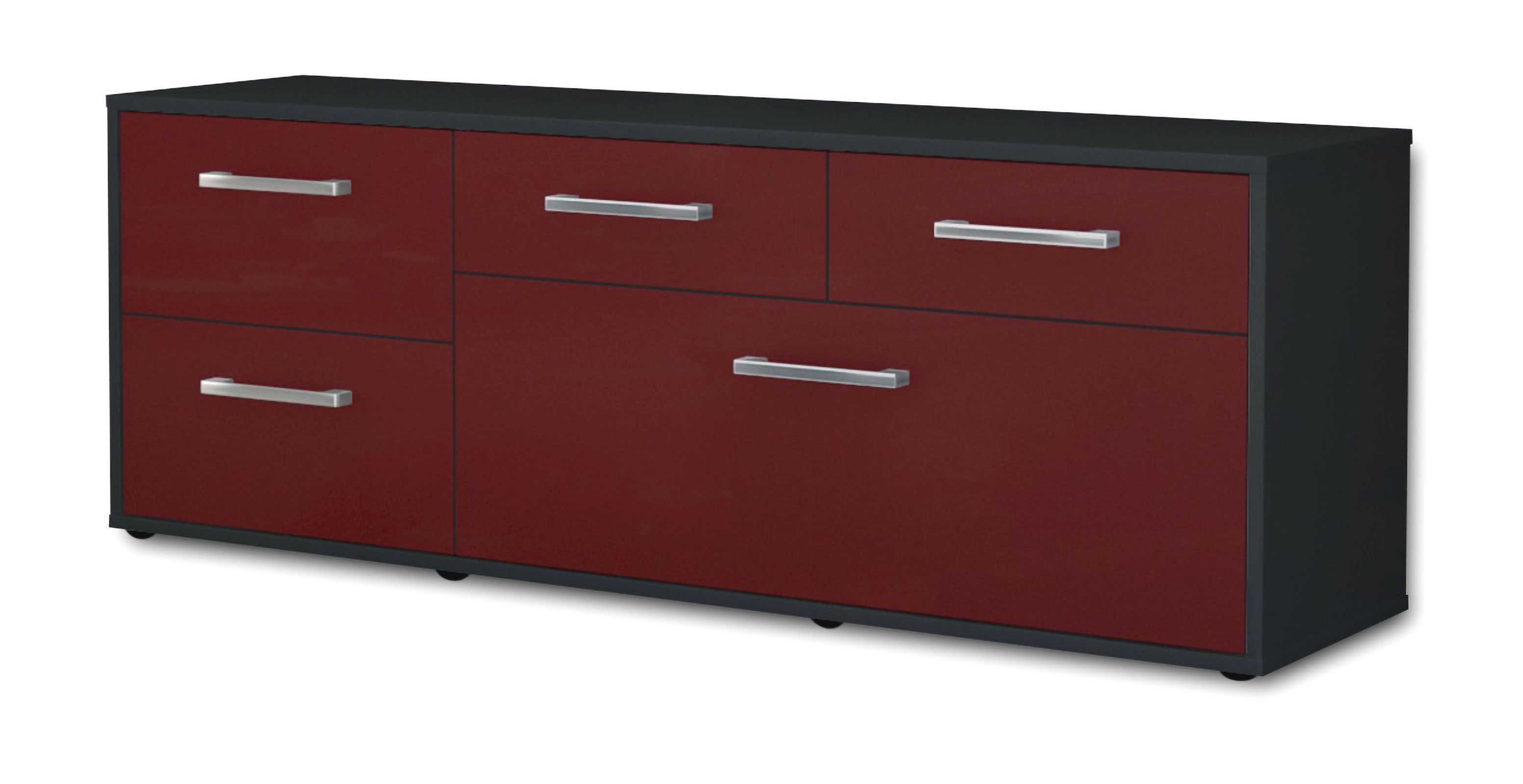 Lowboard - Anais - Design Farbakzent - Freistehend mit Griffe 136 cm Anthrazit
