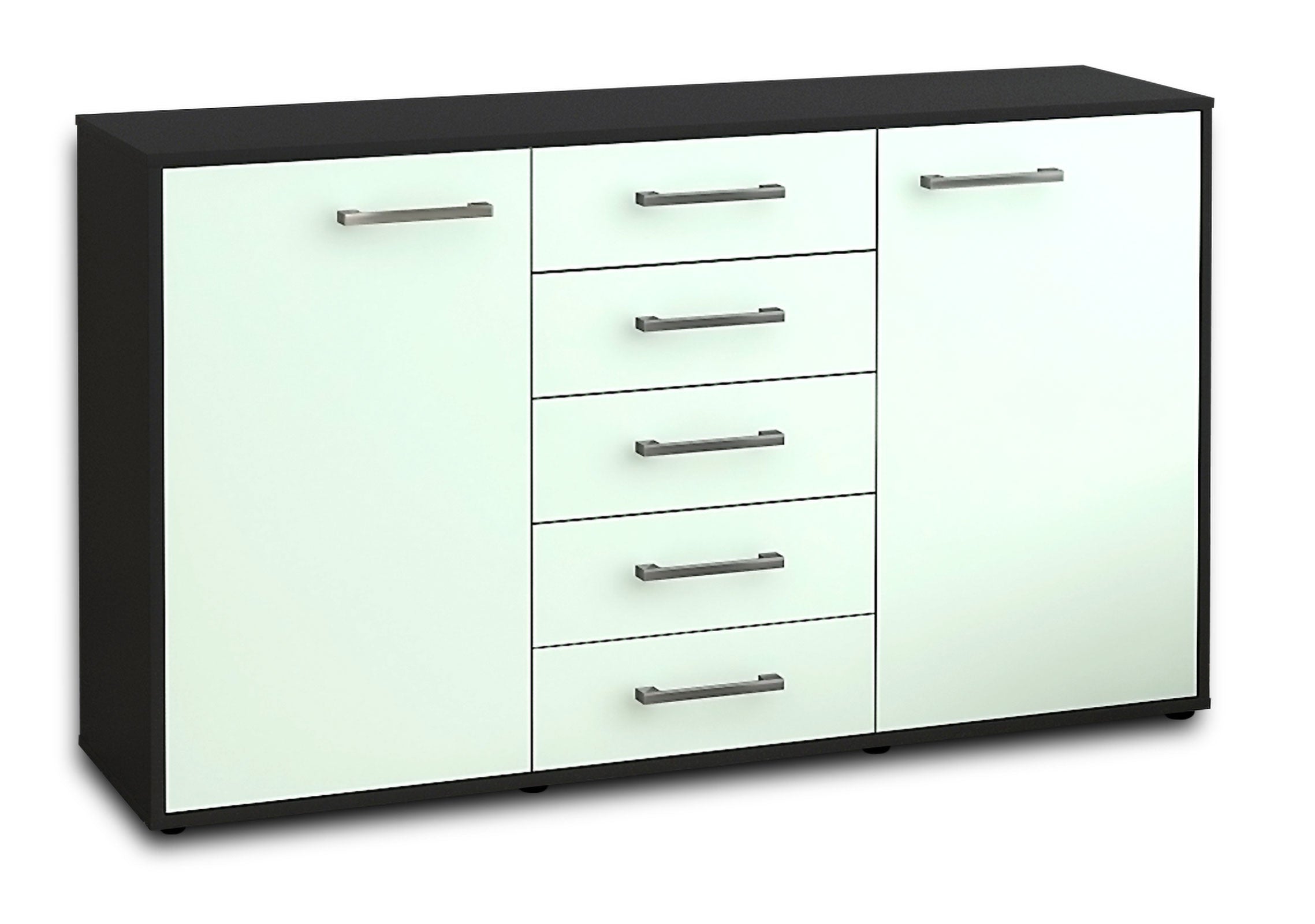 Sideboard - Dorelly - Design Farbakzent - Freistehend mit Griffe 136 cm Anthrazit