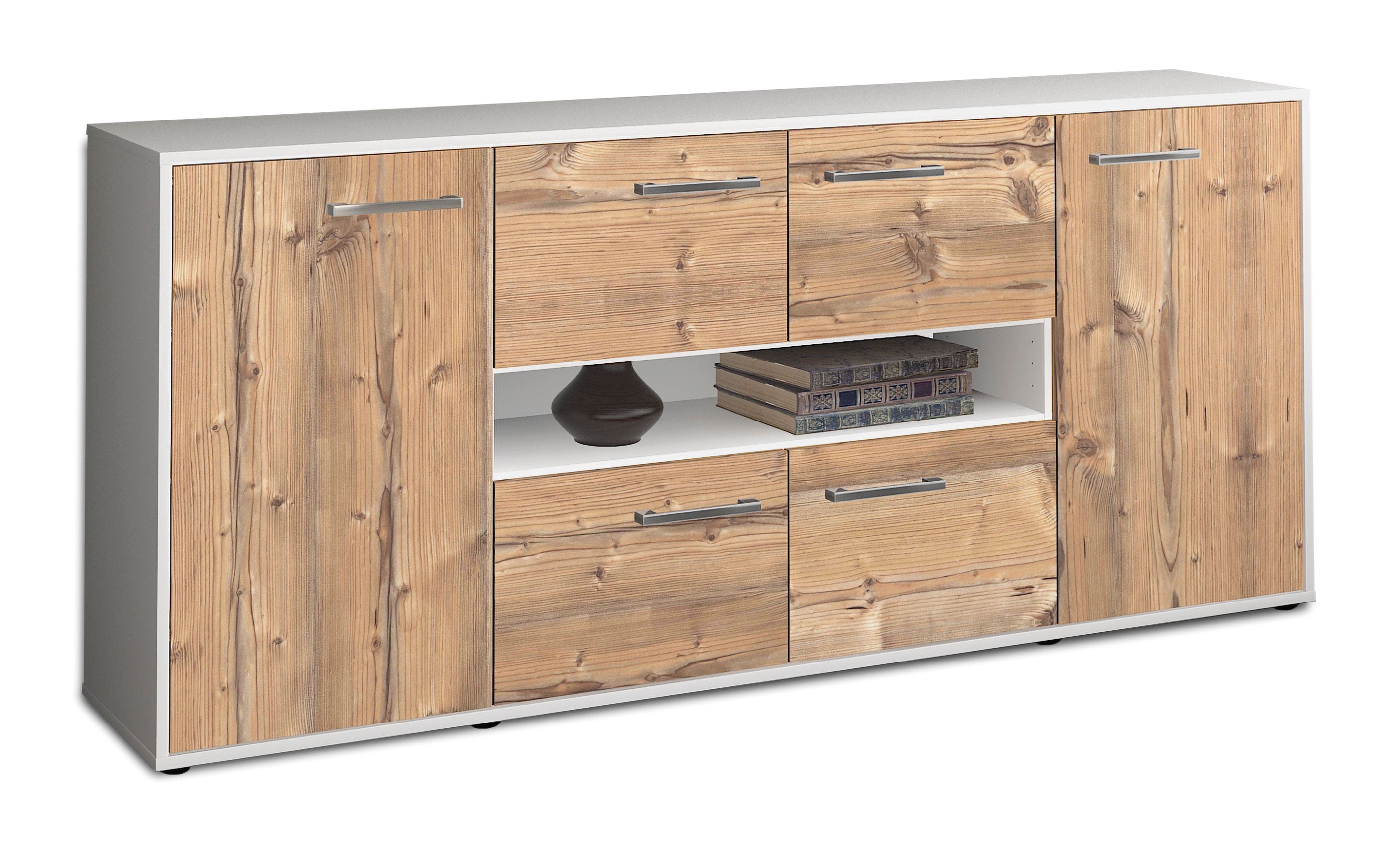 Sideboard - Farina - Design Holzdekor - Freistehend mit Griffe 180 cm Weiss
