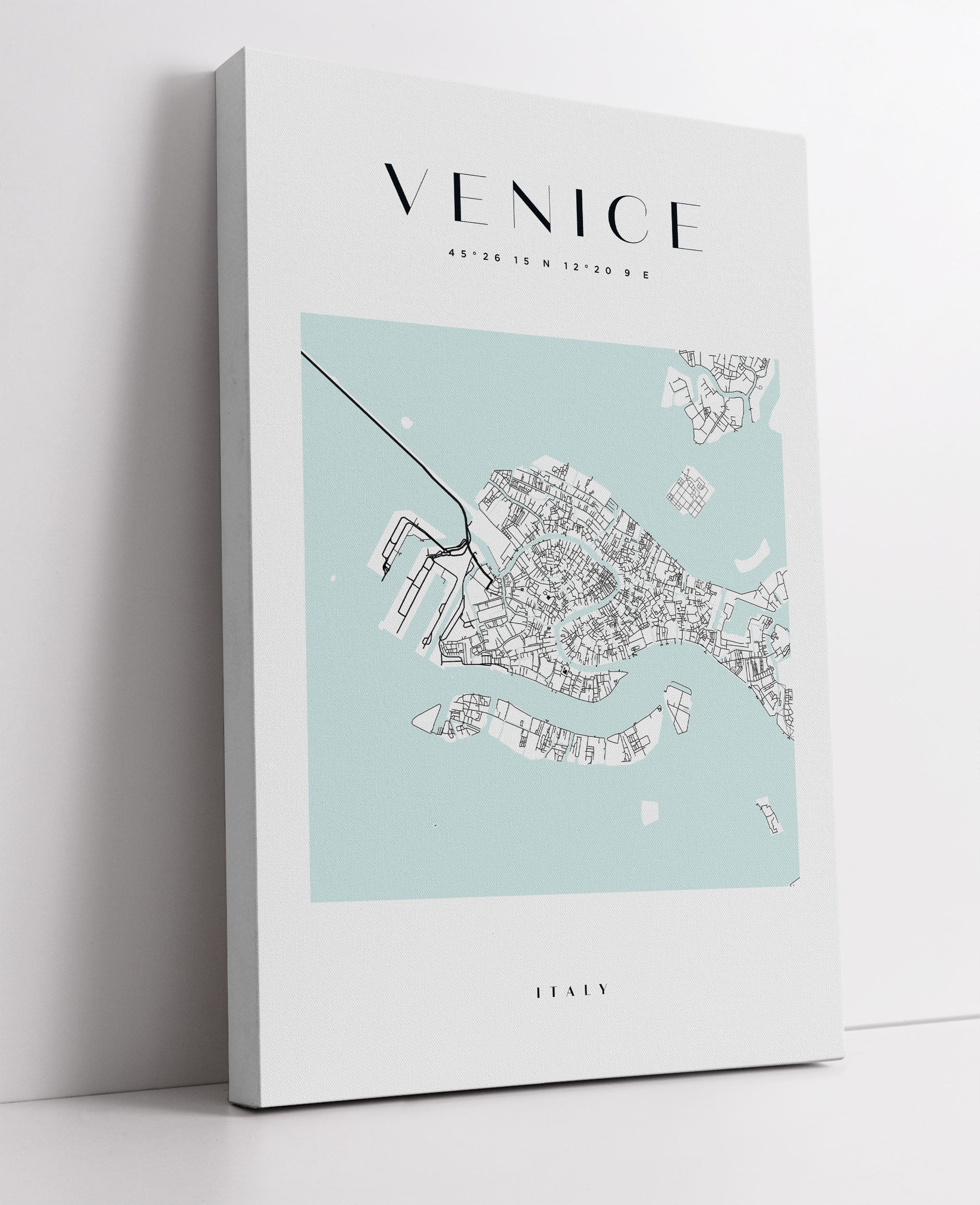 Stadtkarte Eckig - Venedig, Leinwandbild