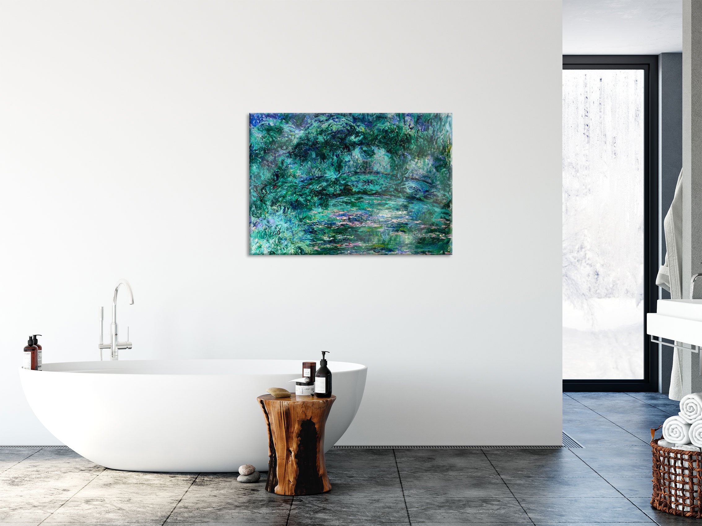 Claude Monet - japanische Brücke über den Seerosenteich VII, Glasbild