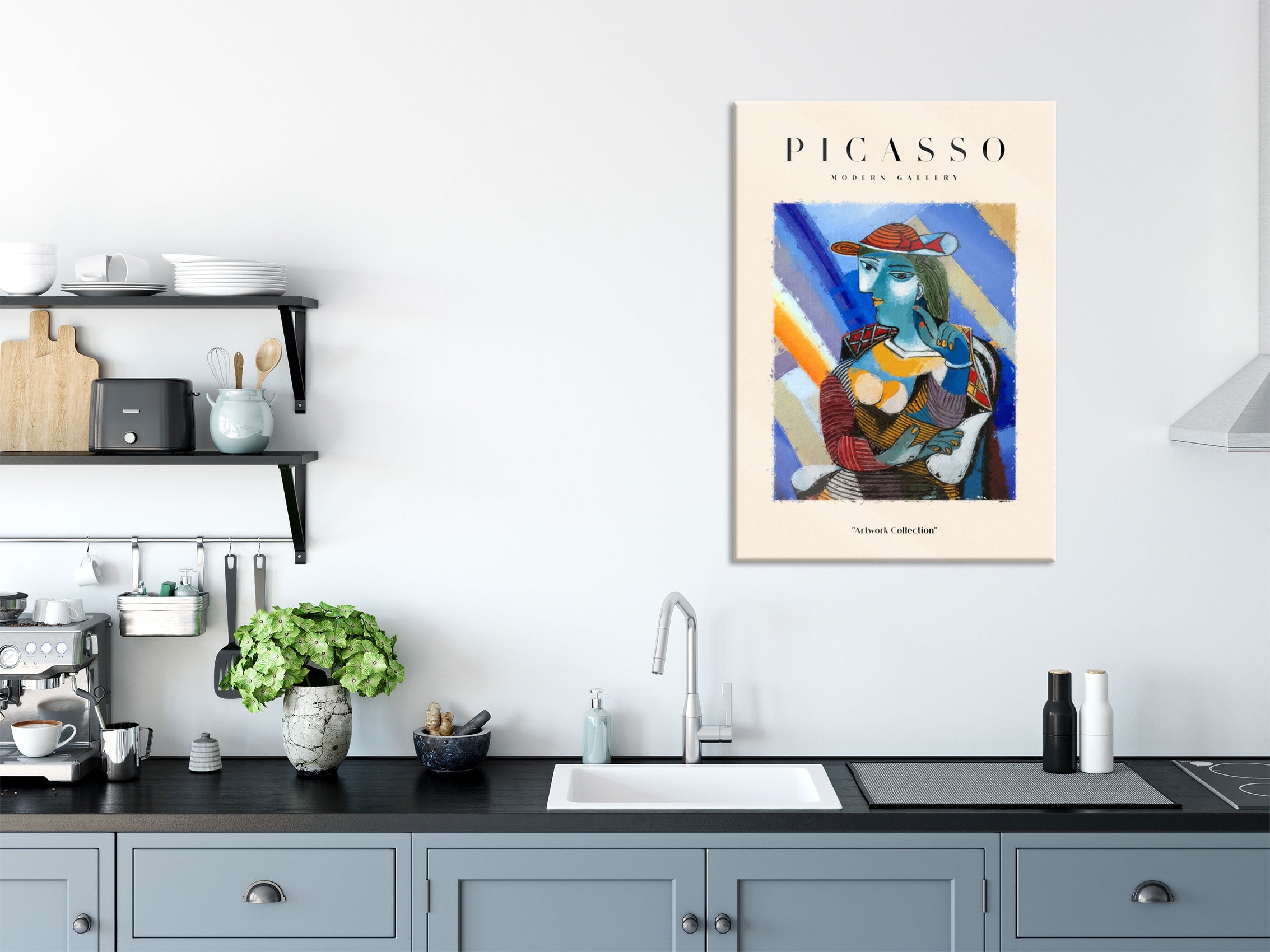 Picasso Art Collection - Frau mit Hut IV, Glasbild