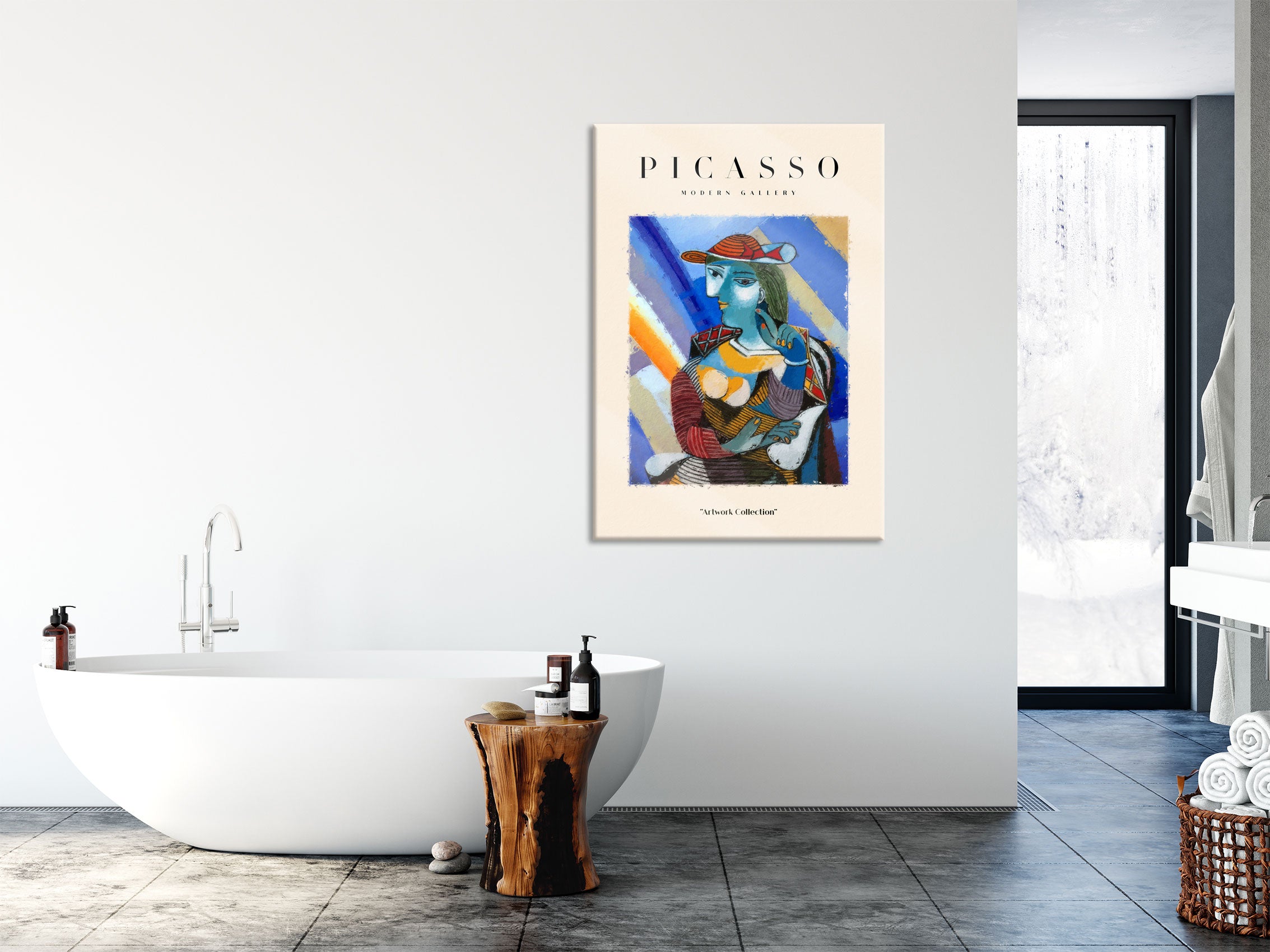 Picasso Art Collection - Frau mit Hut IV, Glasbild
