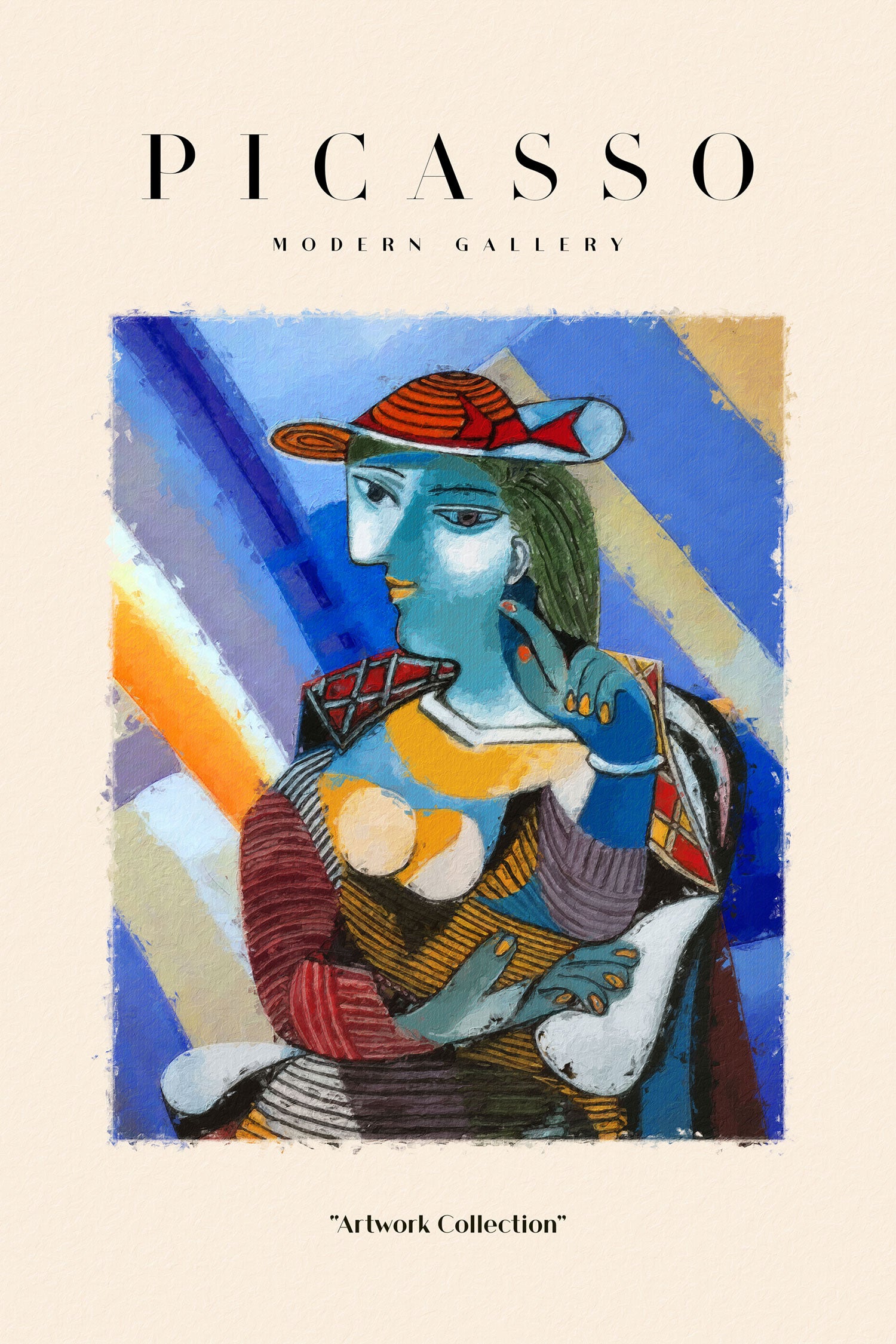 Picasso Art Collection - Frau mit Hut IV, Glasbild