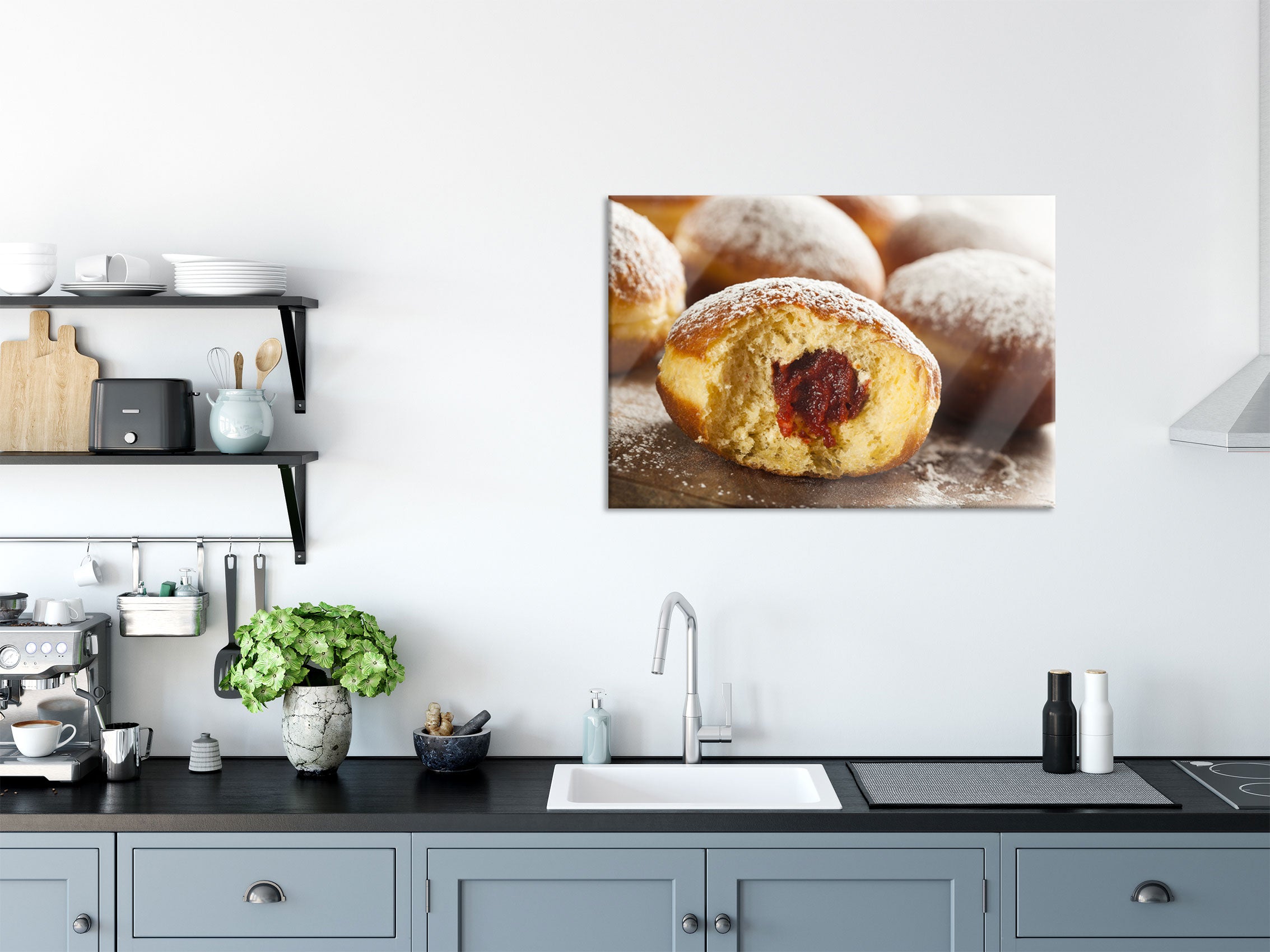 Lecker gefüllte Krapfen, Glasbild