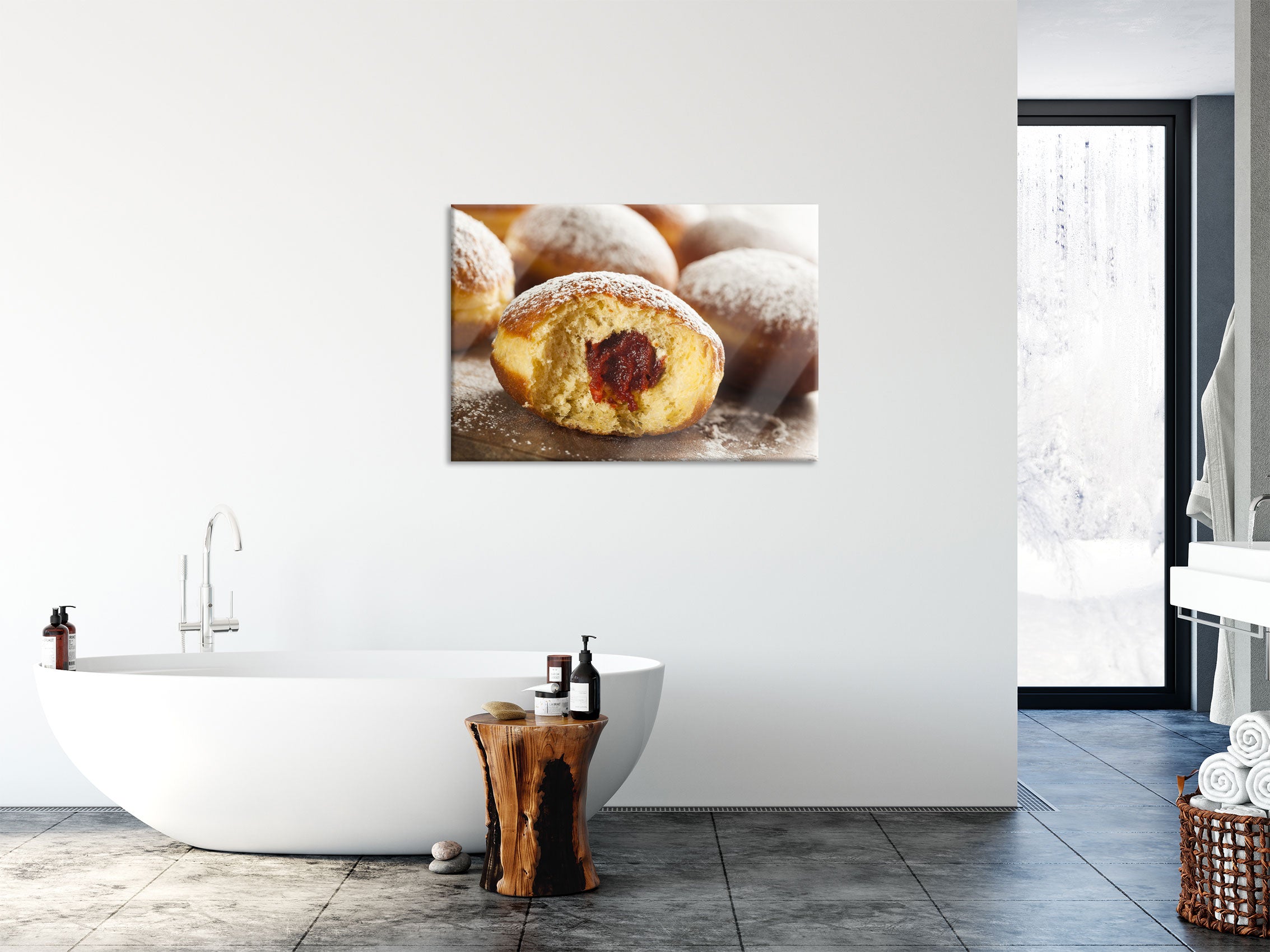 Lecker gefüllte Krapfen, Glasbild