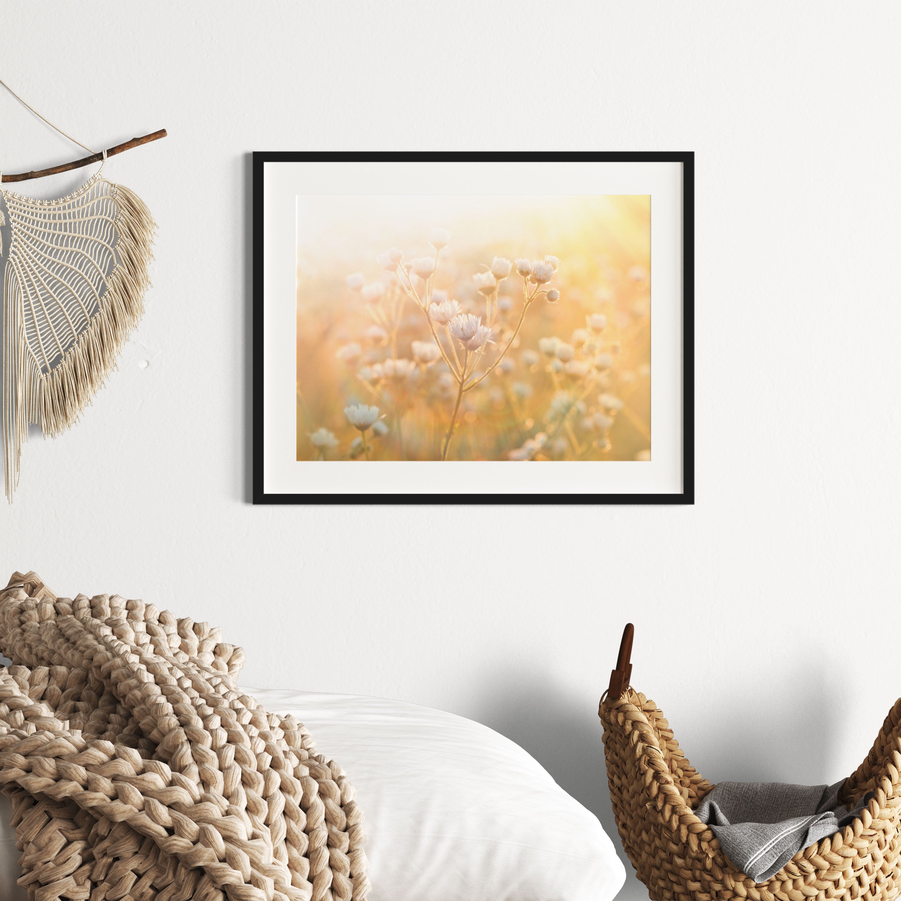 Romantische Blumenwiese, Gerahmtes Bild