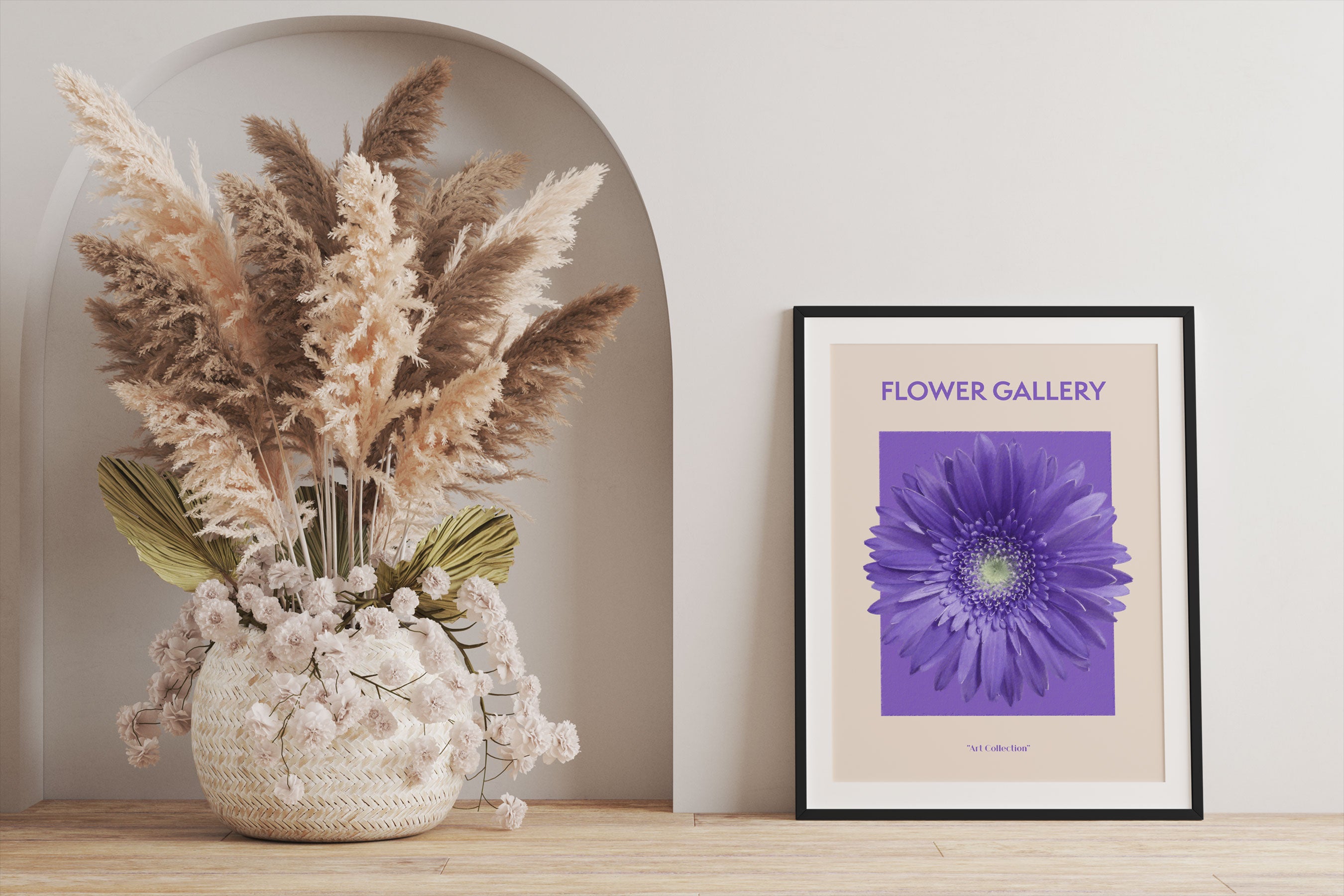 Flower Gallery - Lila Gerbera , Gerahmtes Bild