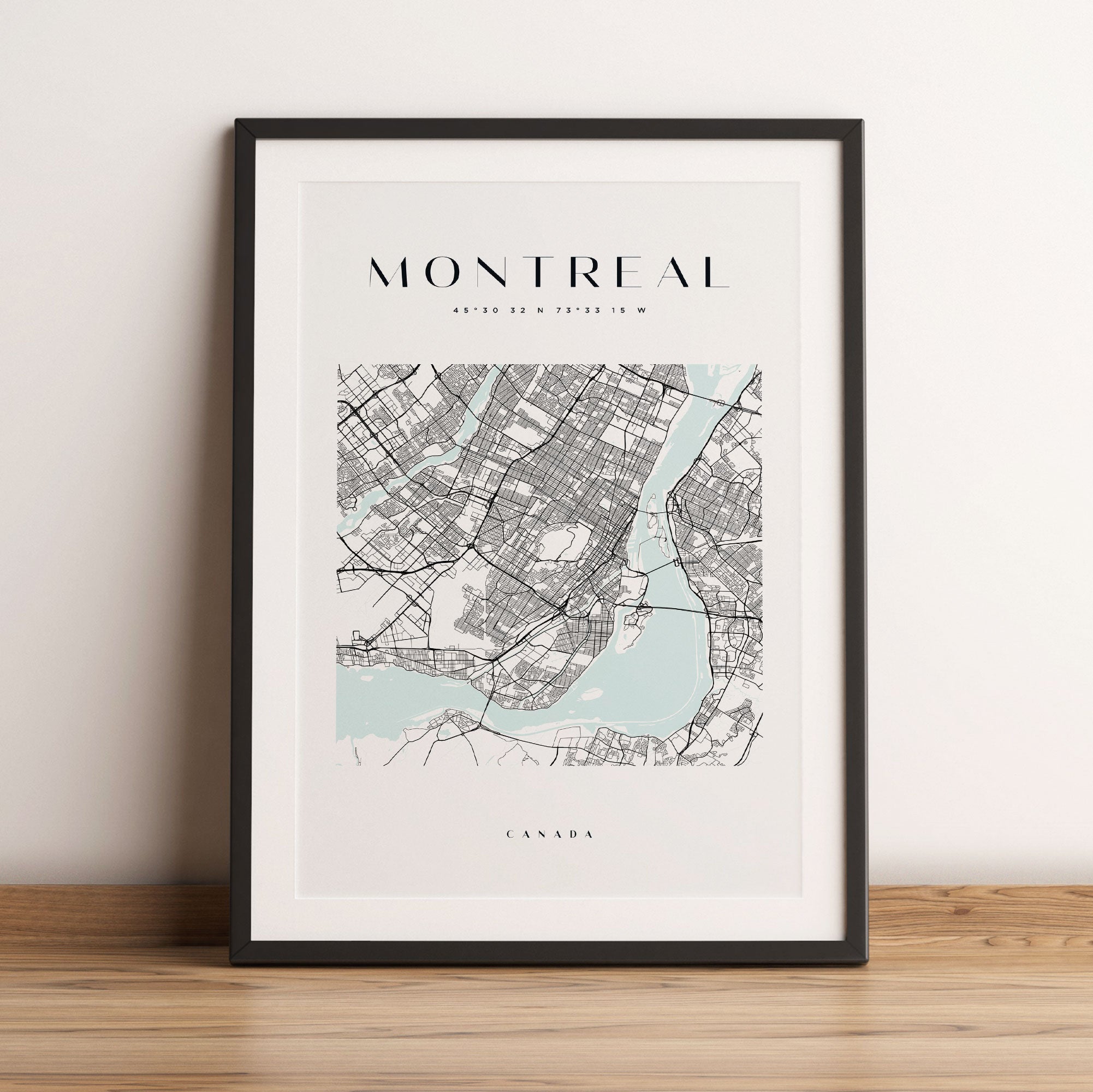 Stadtkarte Eckig - Montreal, Gerahmtes Bild