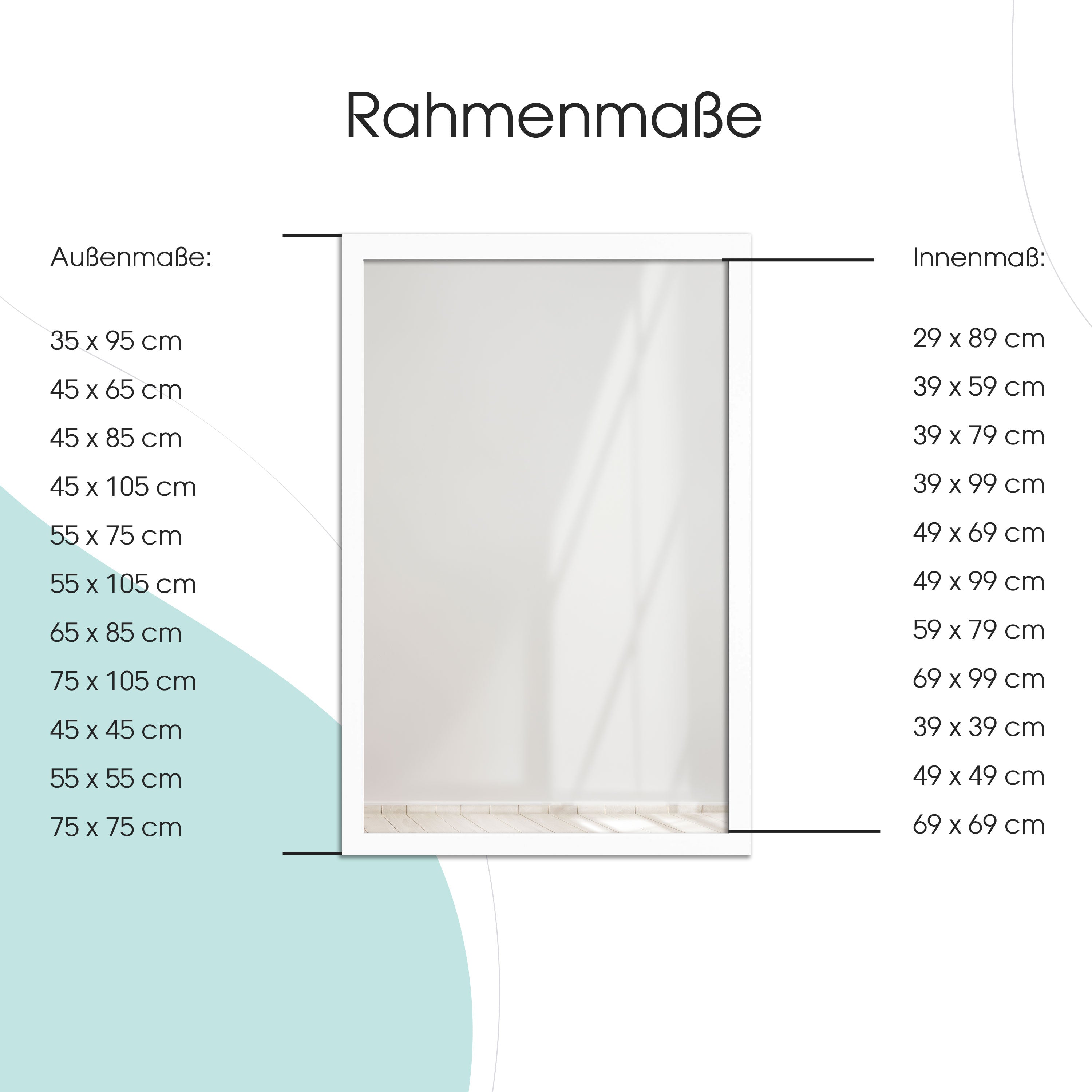 Spiegelrahmen Klassiko, Farbe: Grün | Wandspiegel in 11 Größen