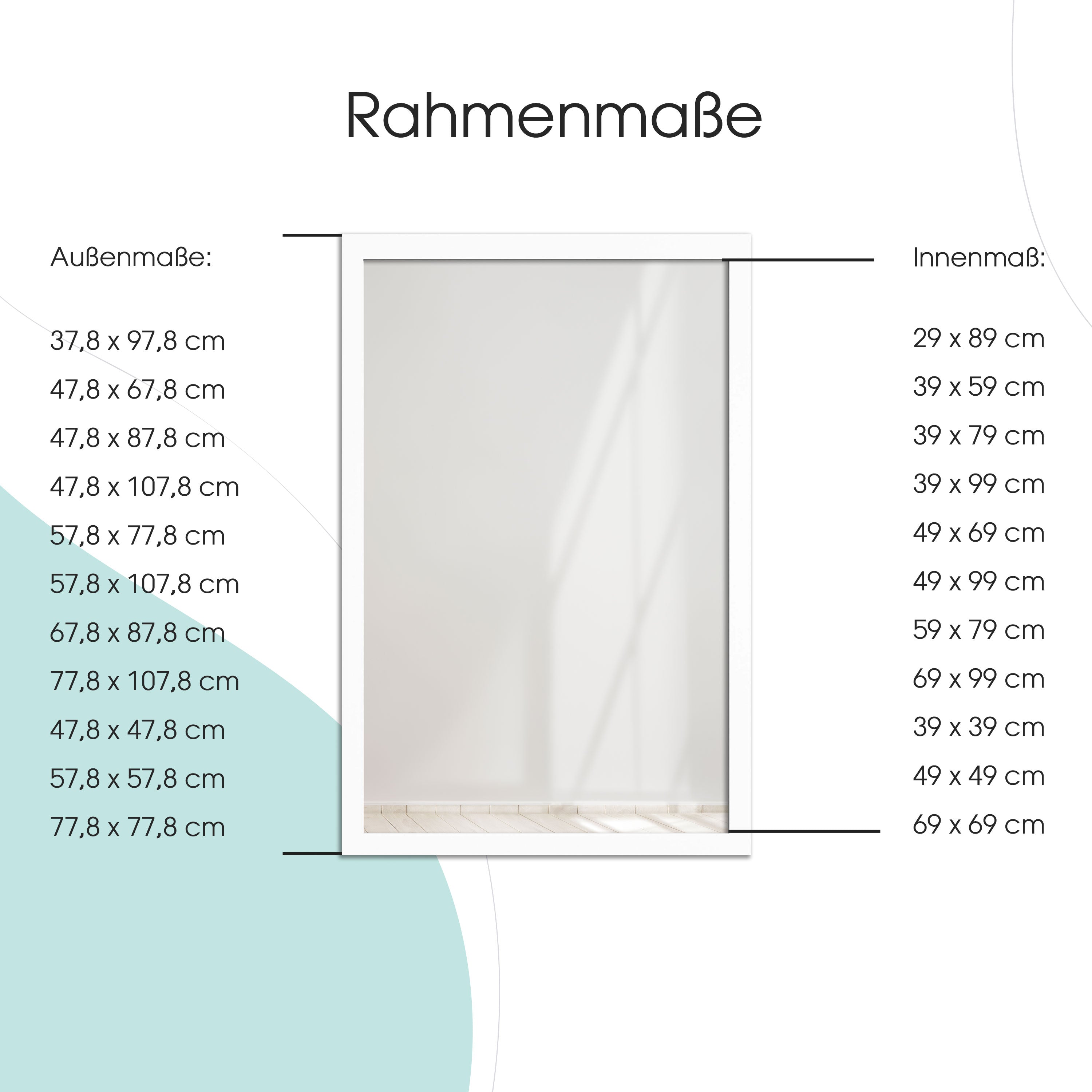 Spiegelrahmen Barocko Farbe: Aluminium Vintage | Wandspiegel in 11 Größen