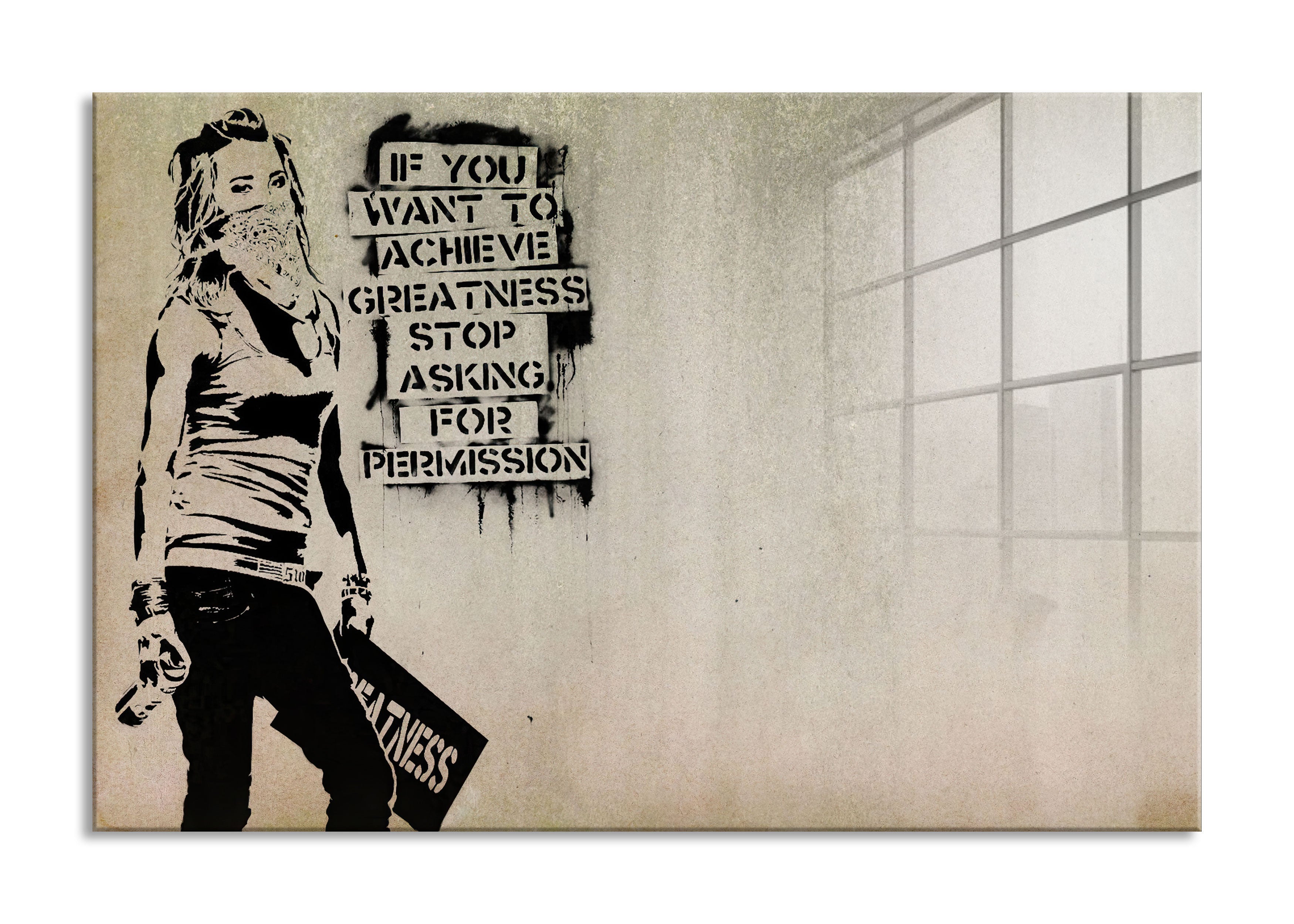 Banksy - Permission Quote, Glasbild