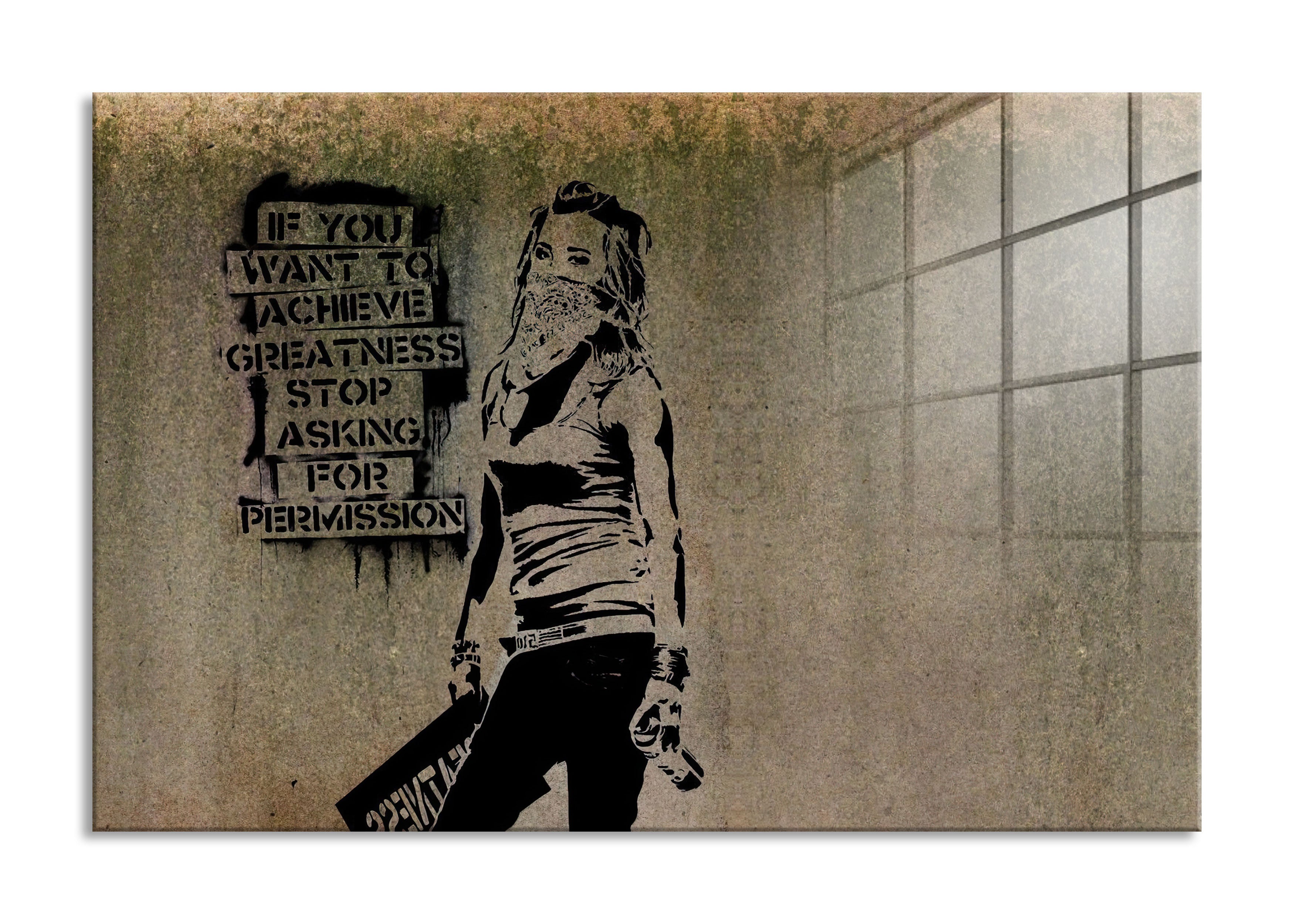 Banksy - Permission Quote, Glasbild