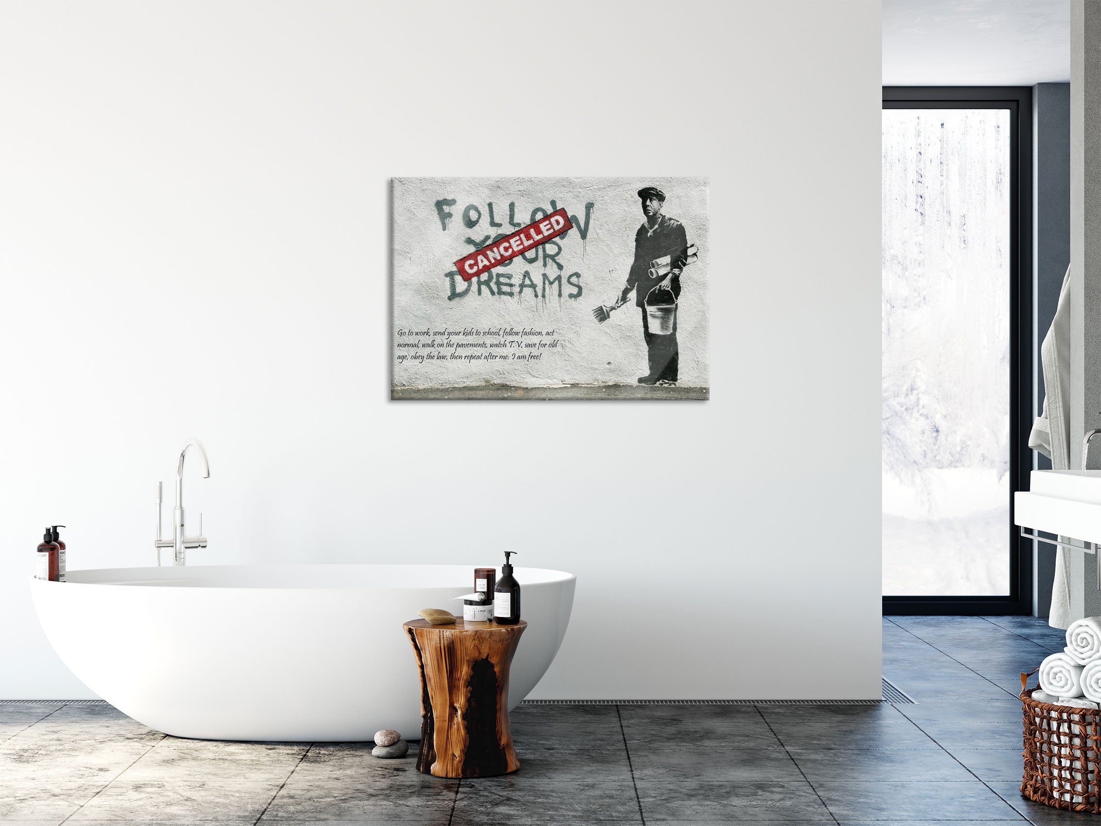 Banksy - Follow your Dreams, Glasbild