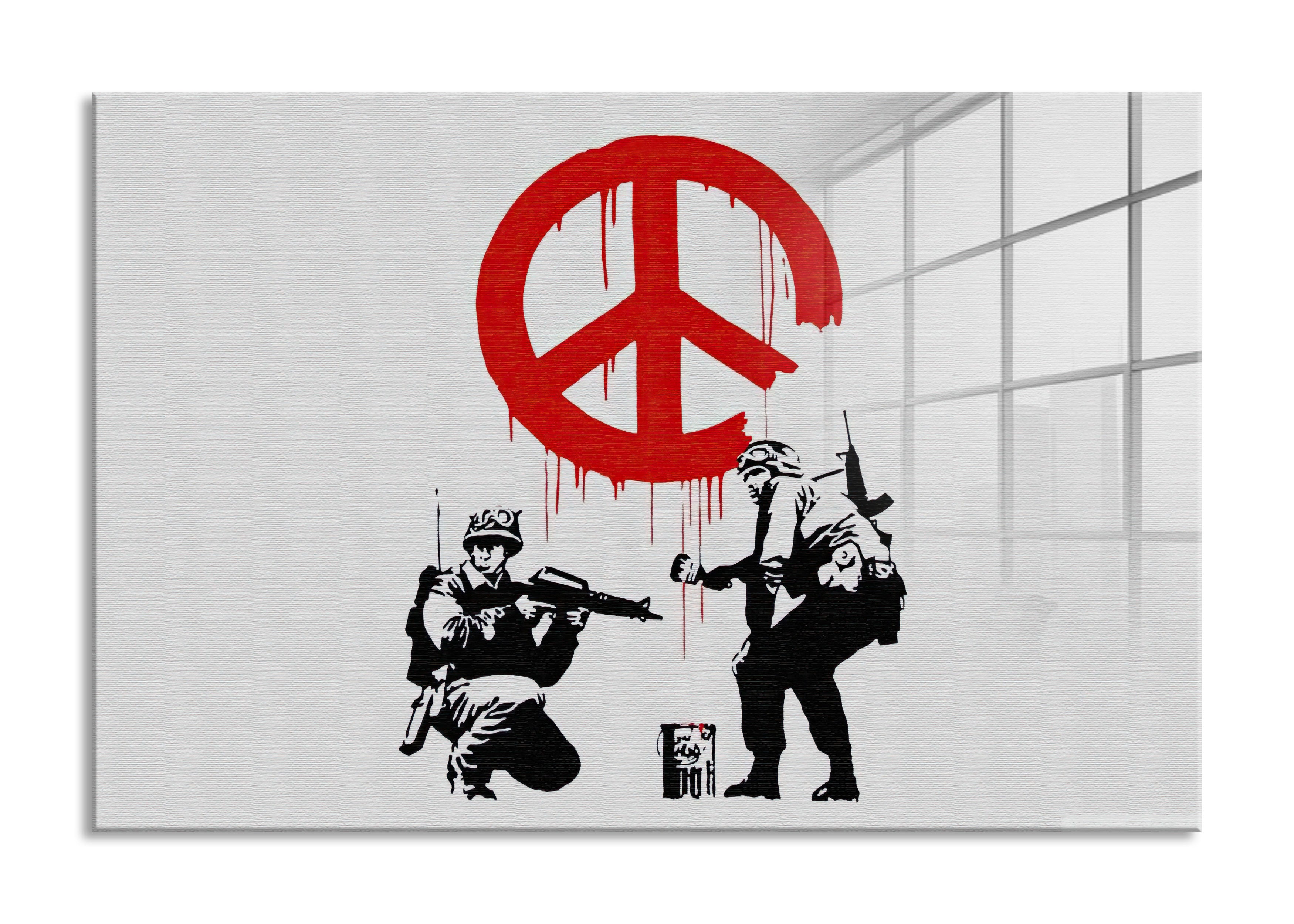 Banksy - Friedens zeichen , Glasbild