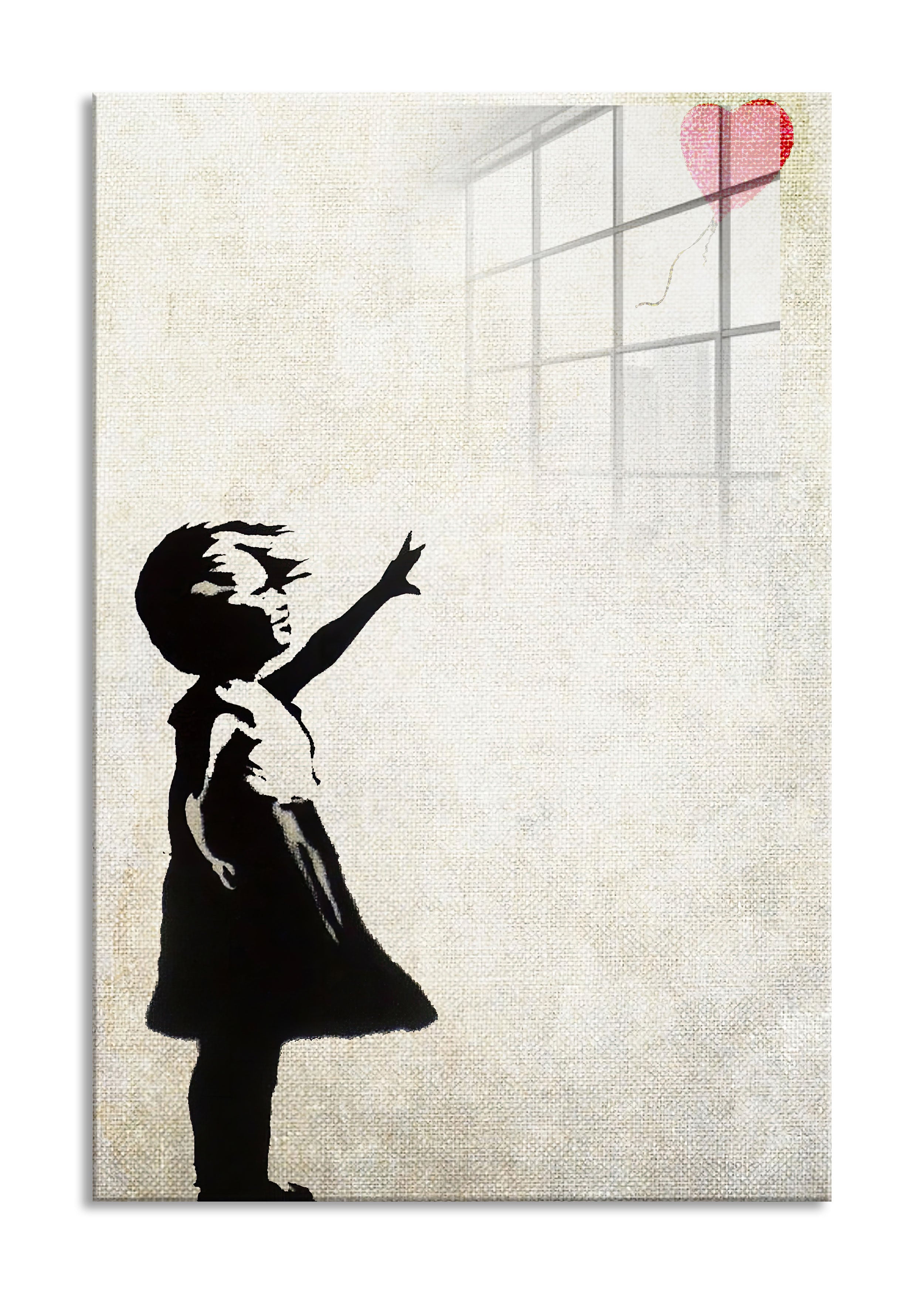 Banksy - Kind mit rotem Ballon , Glasbild