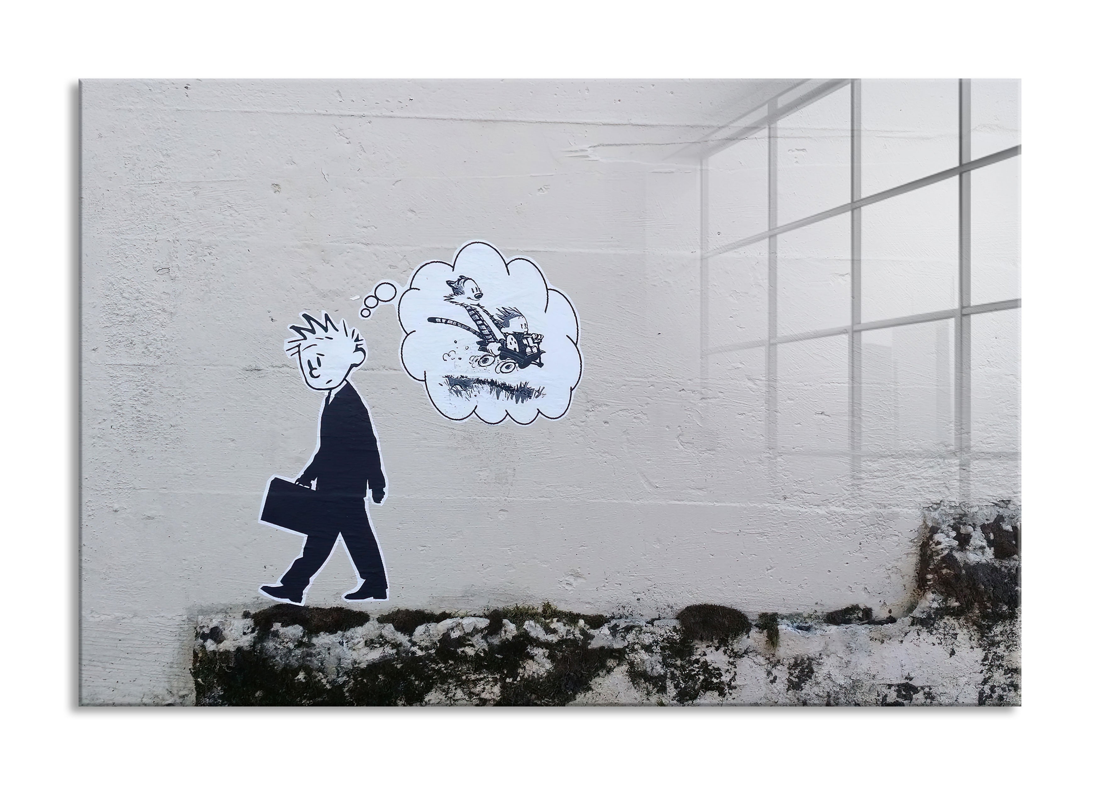 Banksy - Trauriger mann , Glasbild