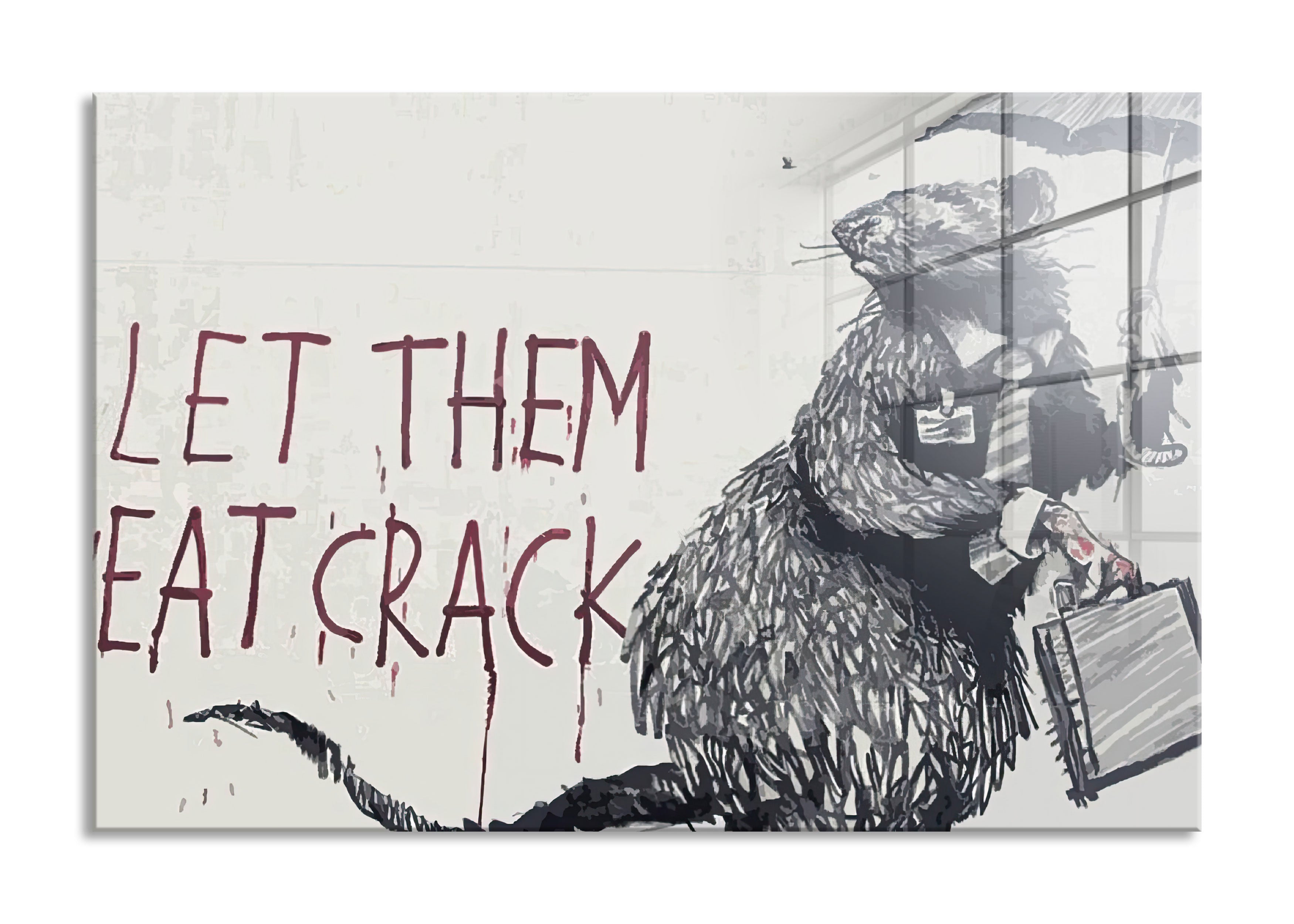 Banksy - Ratte mit viel Geld , Glasbild