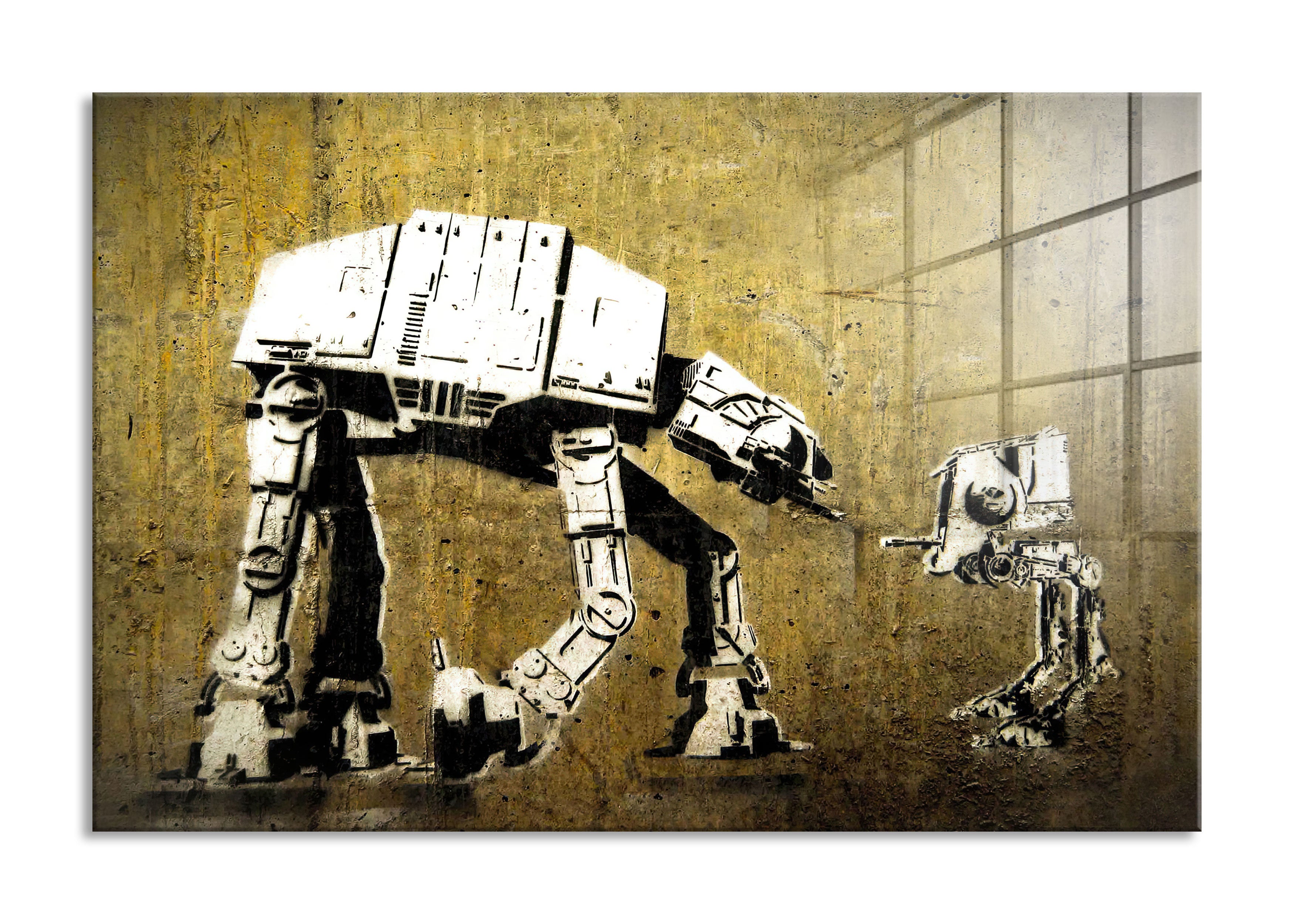 Banksy - Zwei Roboter , Glasbild