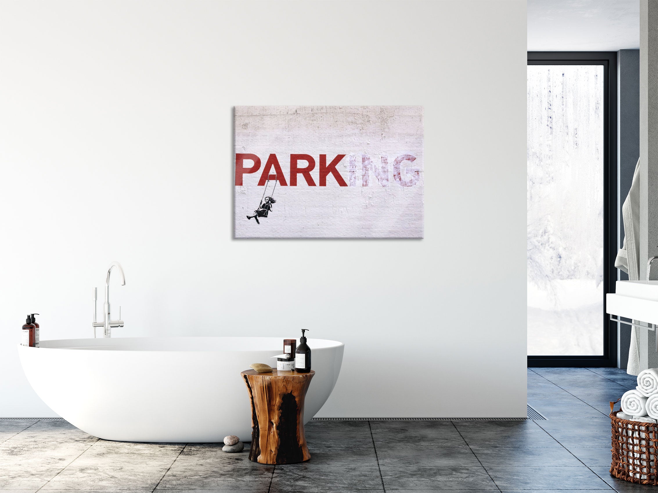 Banksy - Parking, Glasbild