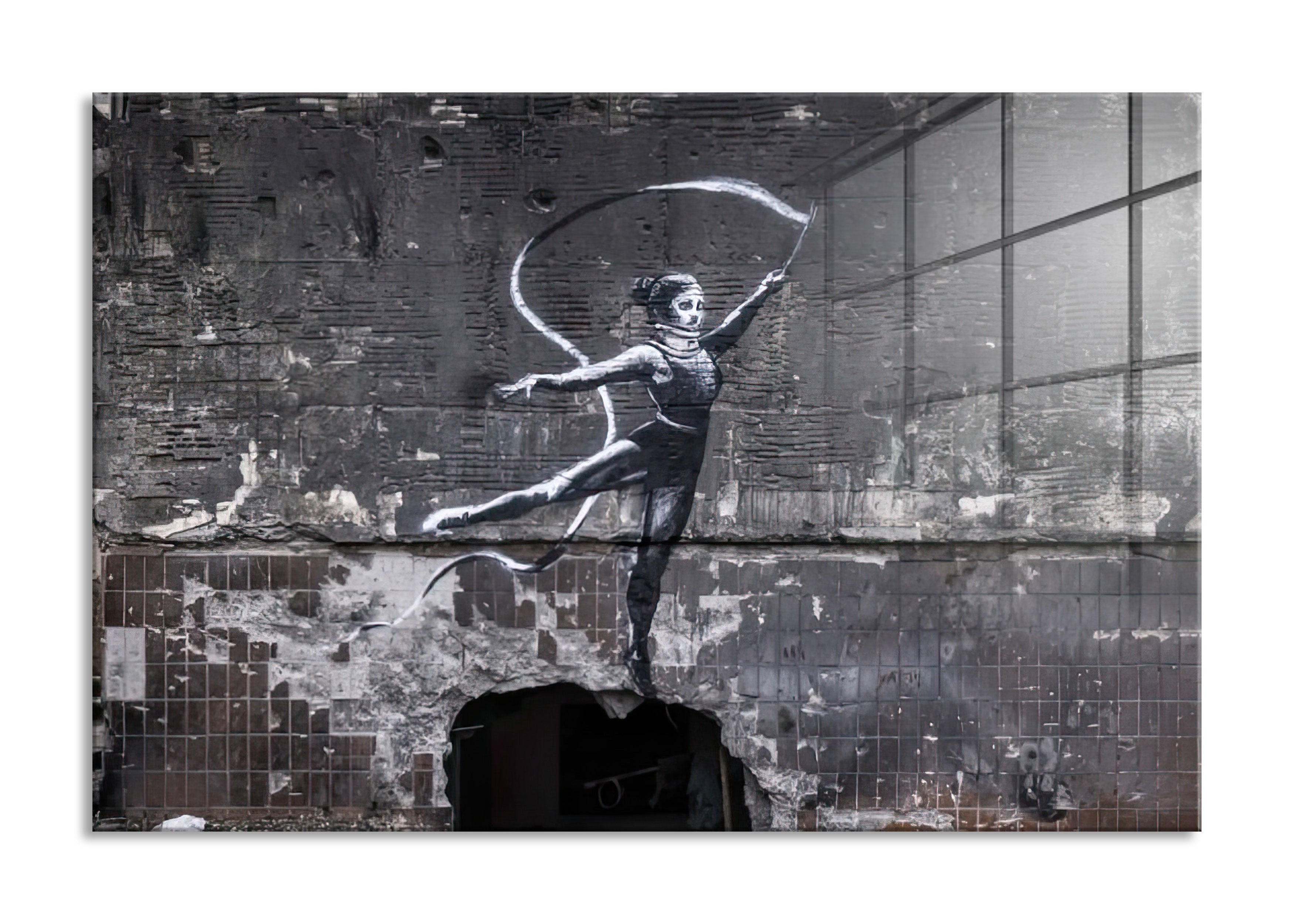 Banksy - Tanzende Frau, Glasbild