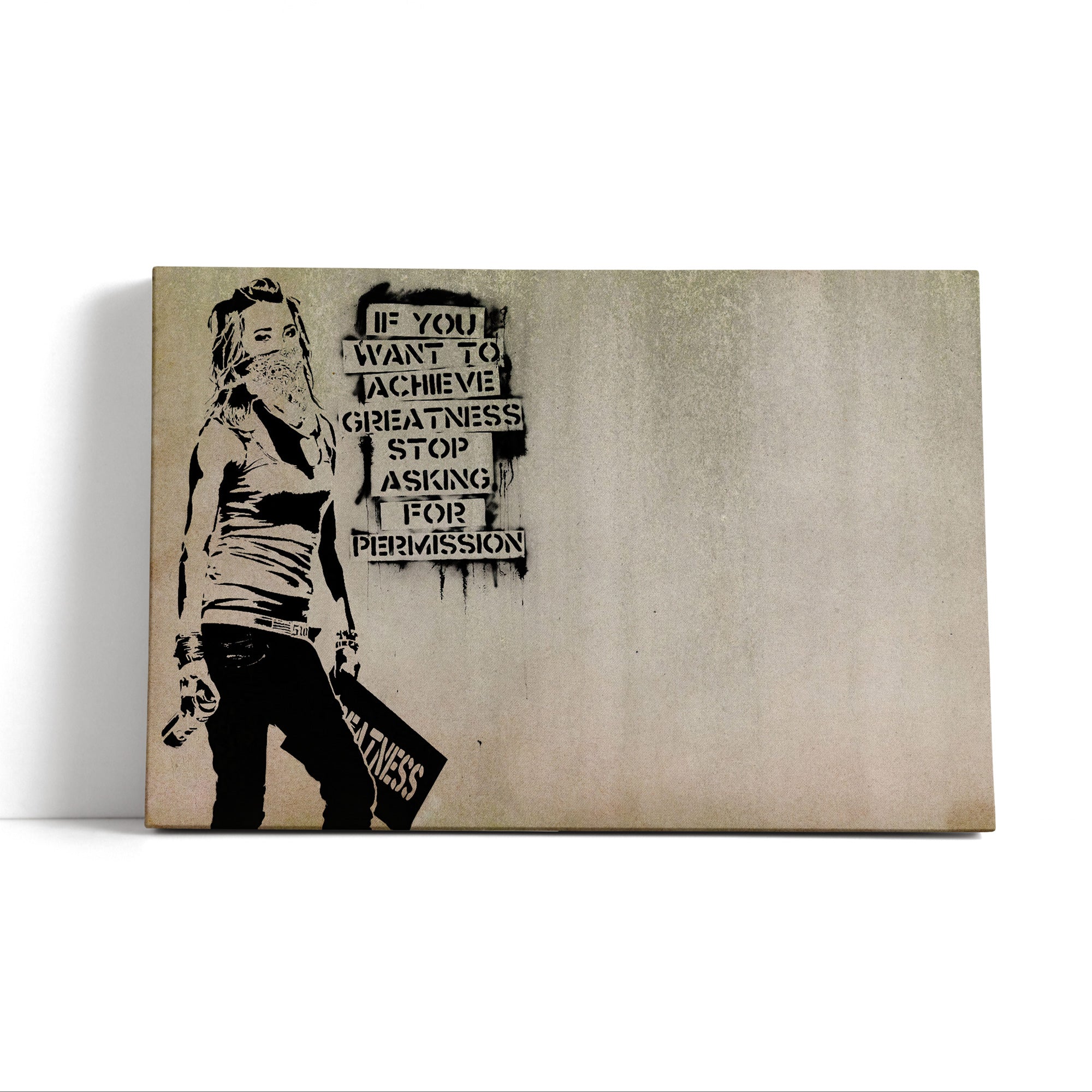 Banksy - Permission Quote, Leinwandbild