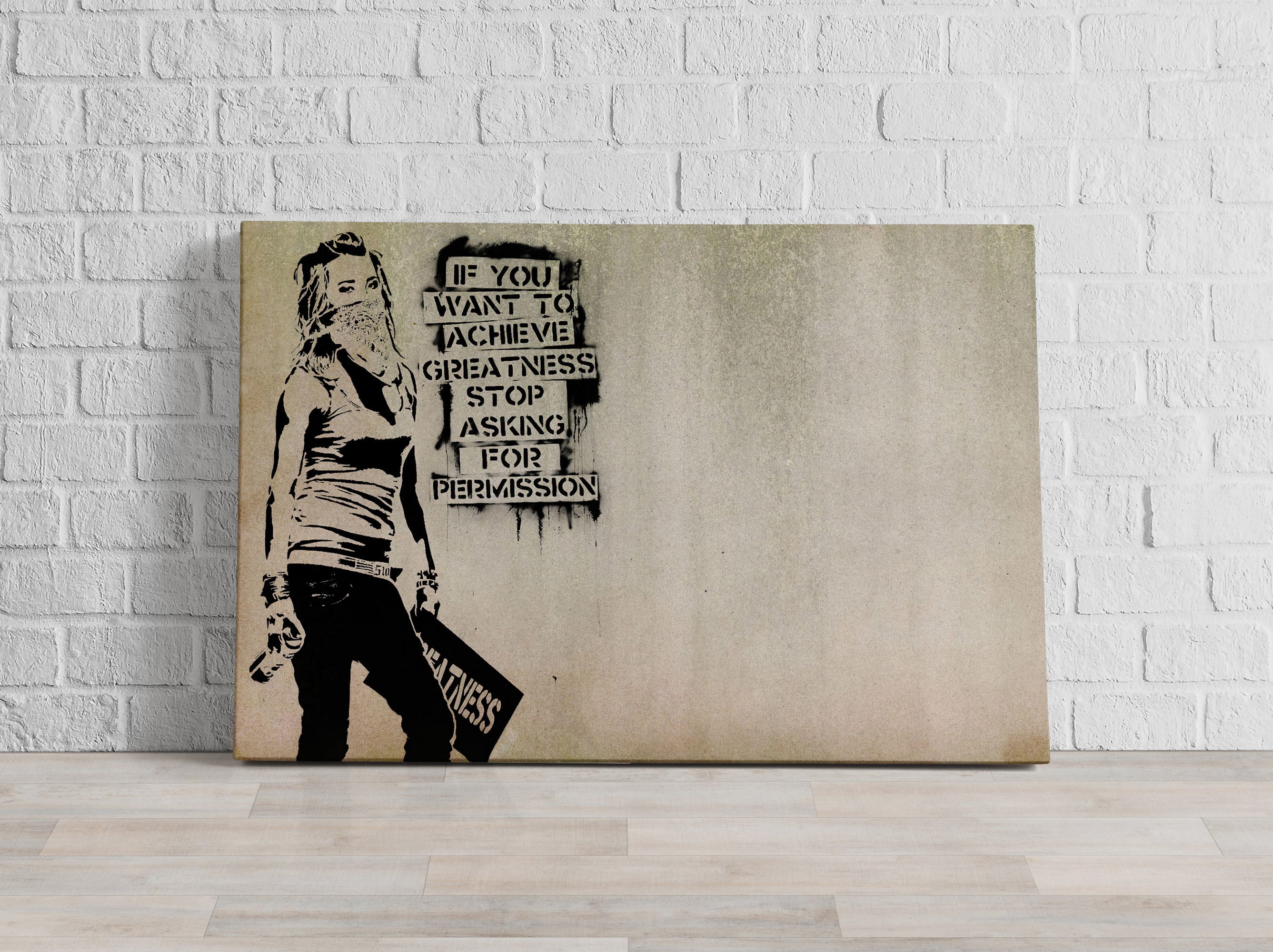 Banksy - Permission Quote, Leinwandbild