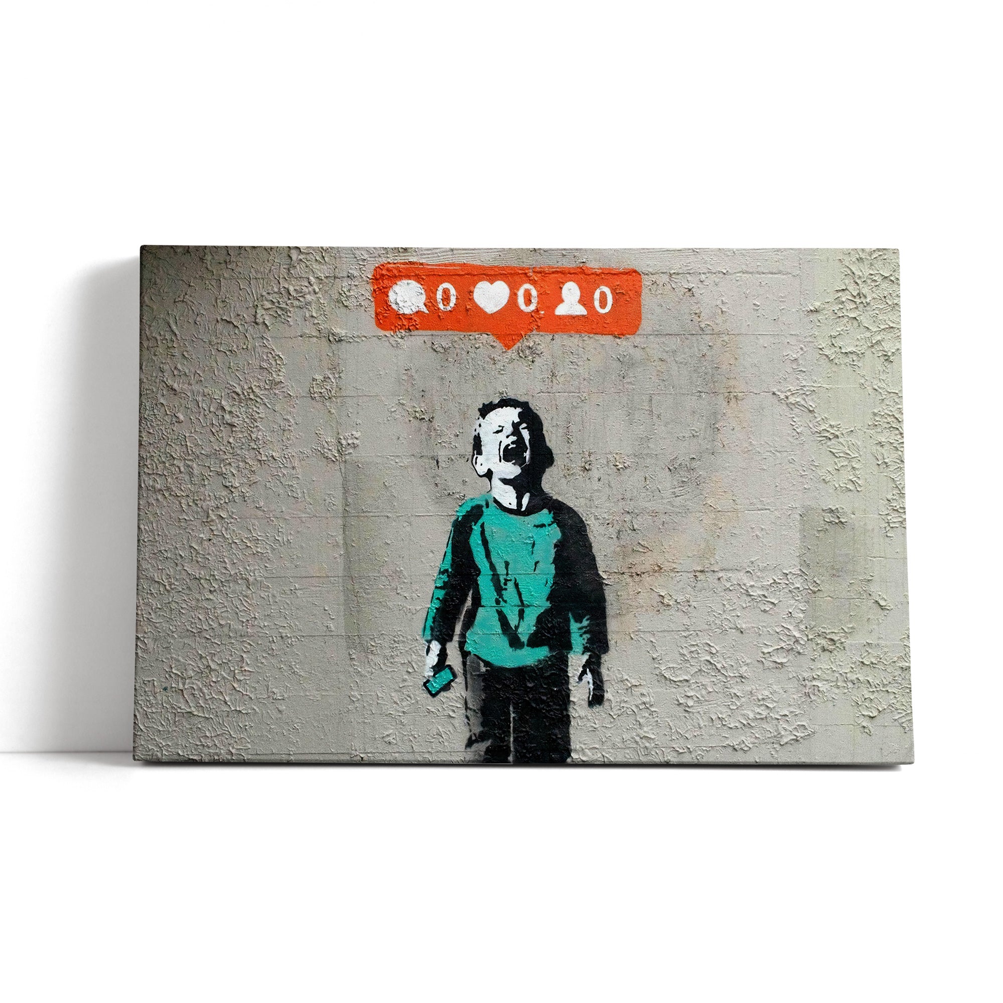 Banksy - Kind mit null likes, Leinwandbild