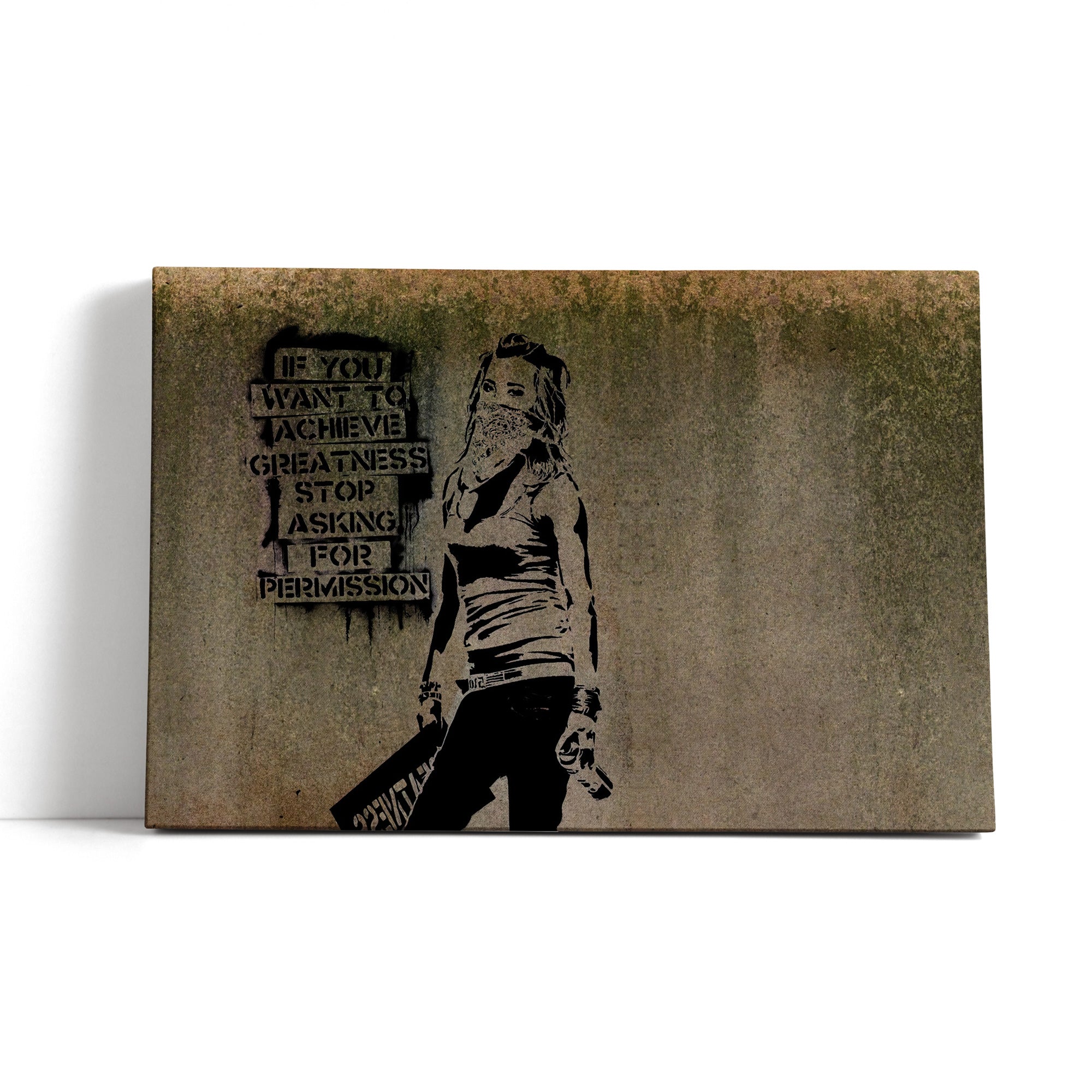 Banksy - Permission Quote, Leinwandbild