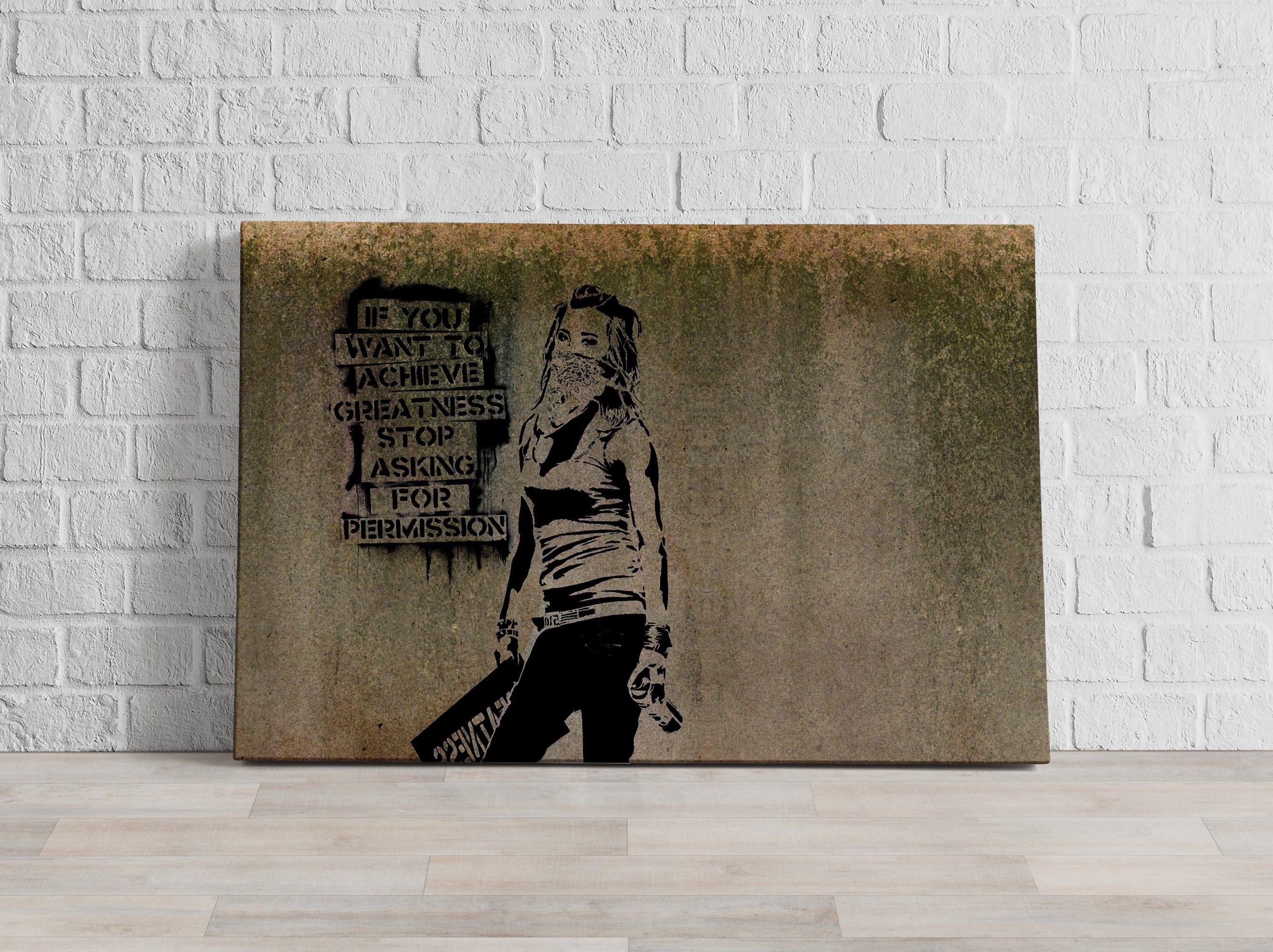 Banksy - Permission Quote, Leinwandbild