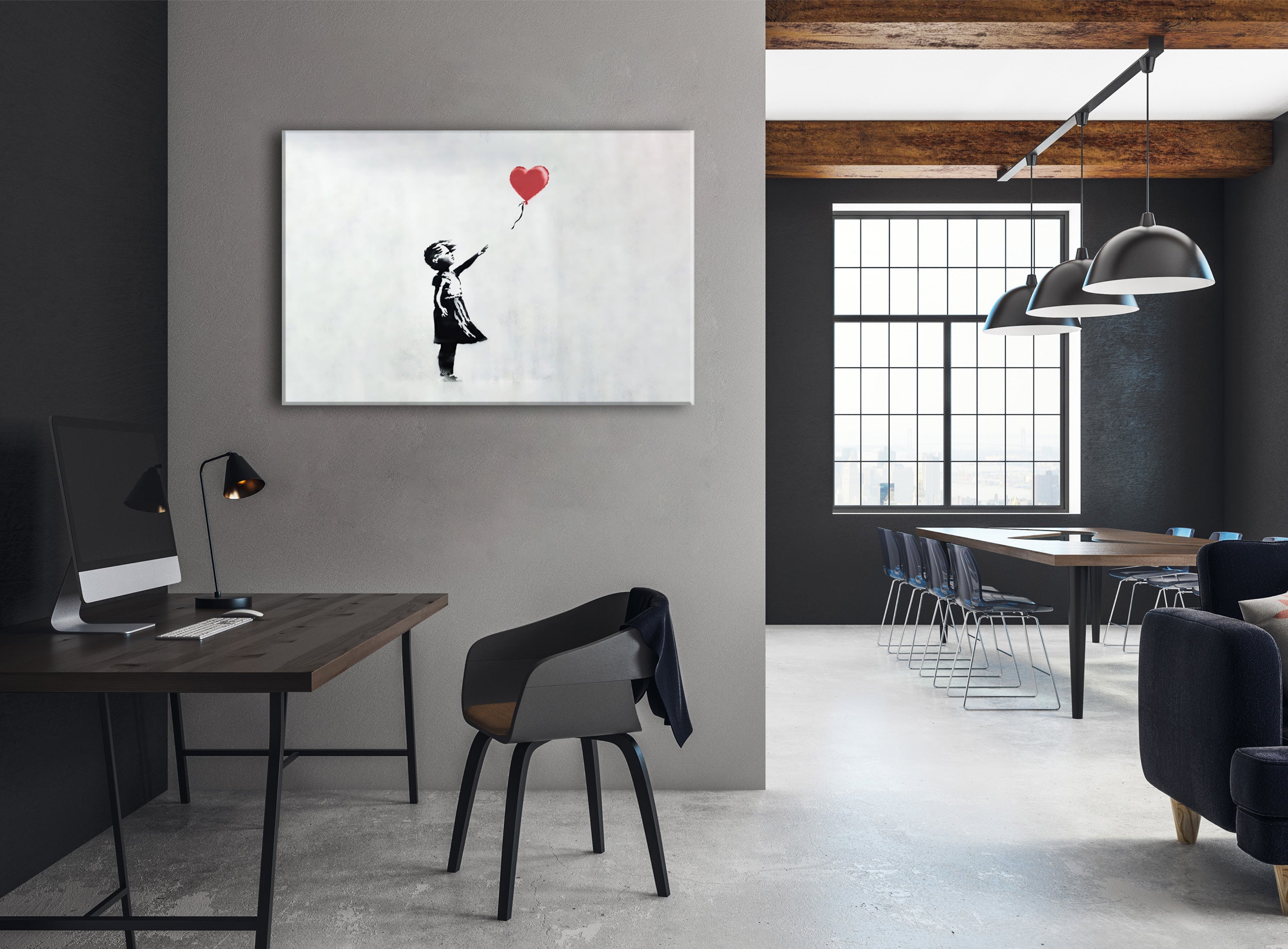 Banksy - Kind mit rotem Ballon , Leinwandbild