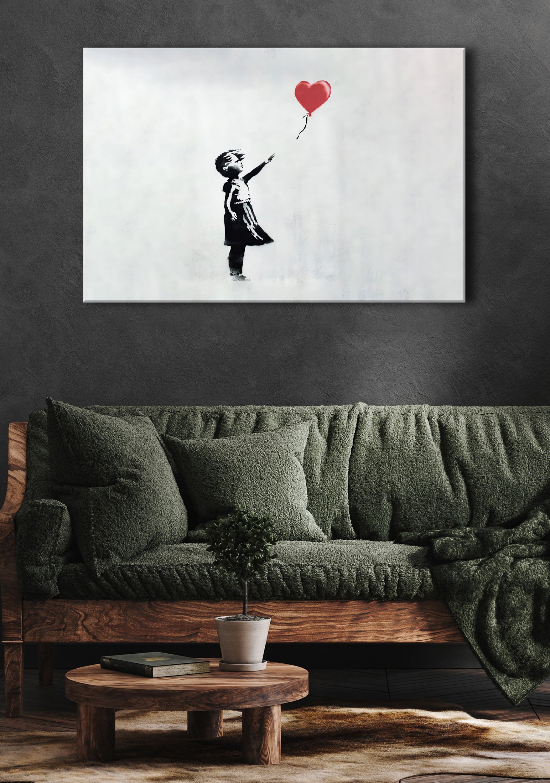 Banksy - Kind mit rotem Ballon , Leinwandbild