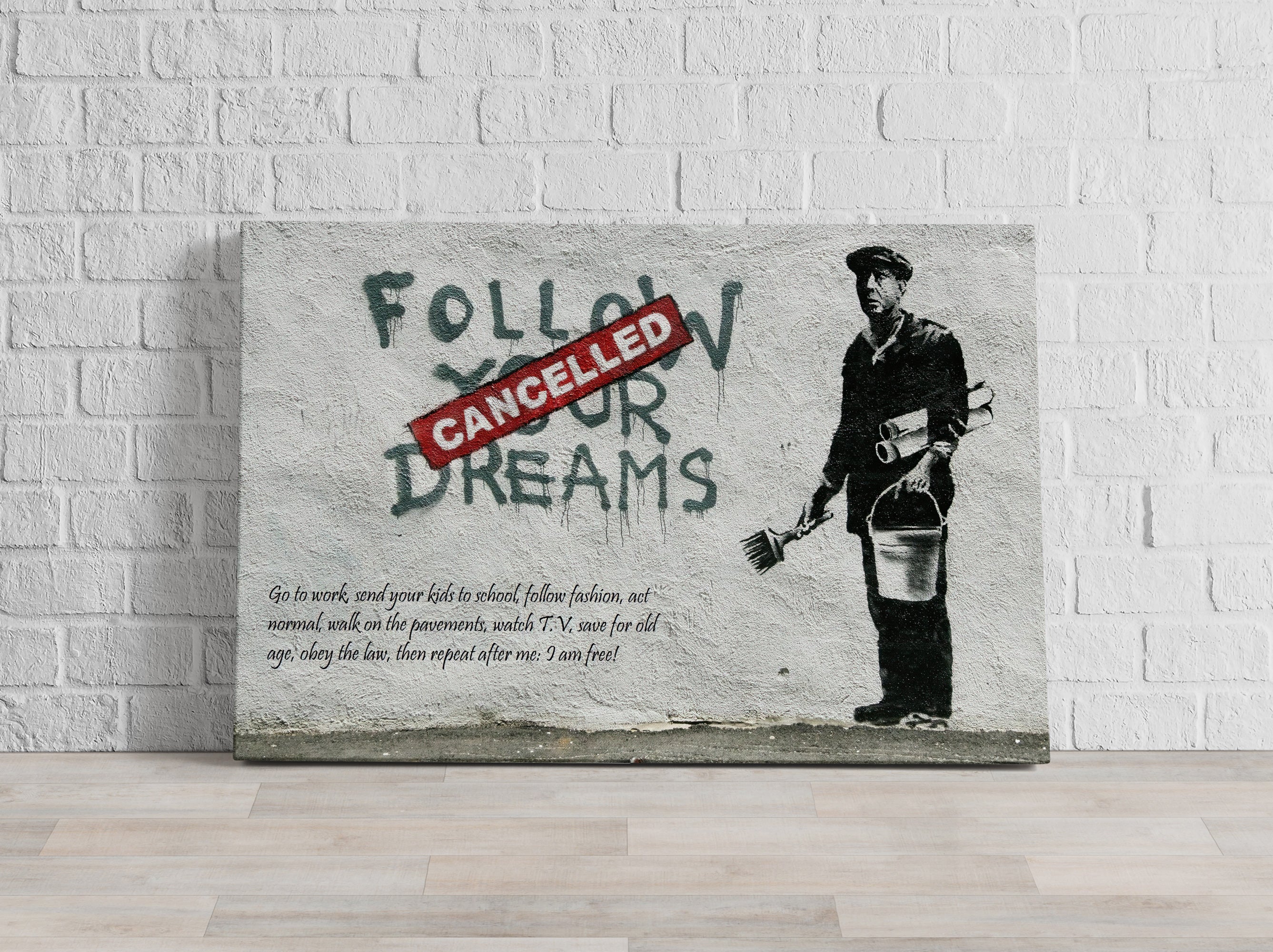 Banksy - Follow your Dreams, Leinwandbild