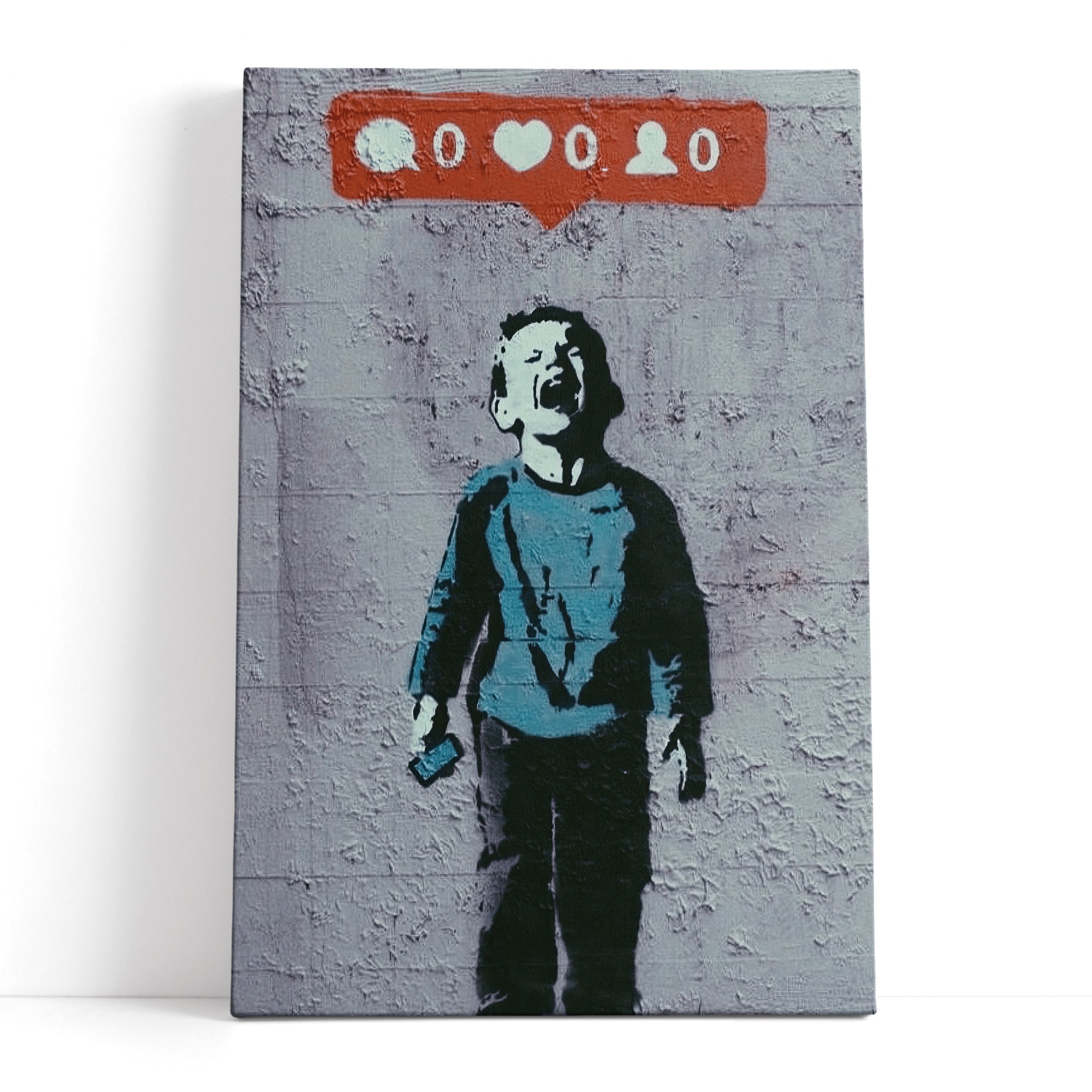 Banksy - Kind mit null likes, Leinwandbild