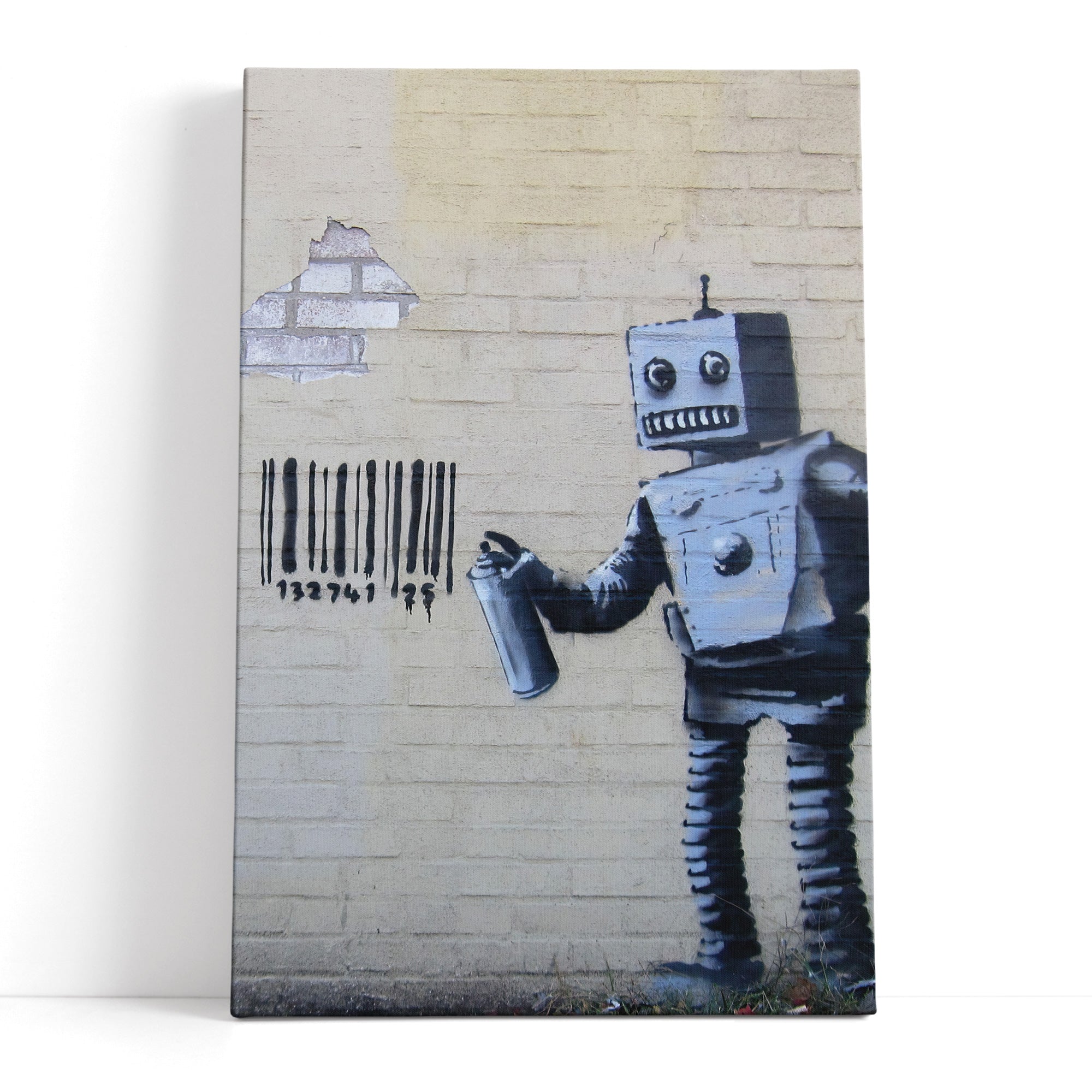 Banksy - Roboter mit code , Leinwandbild