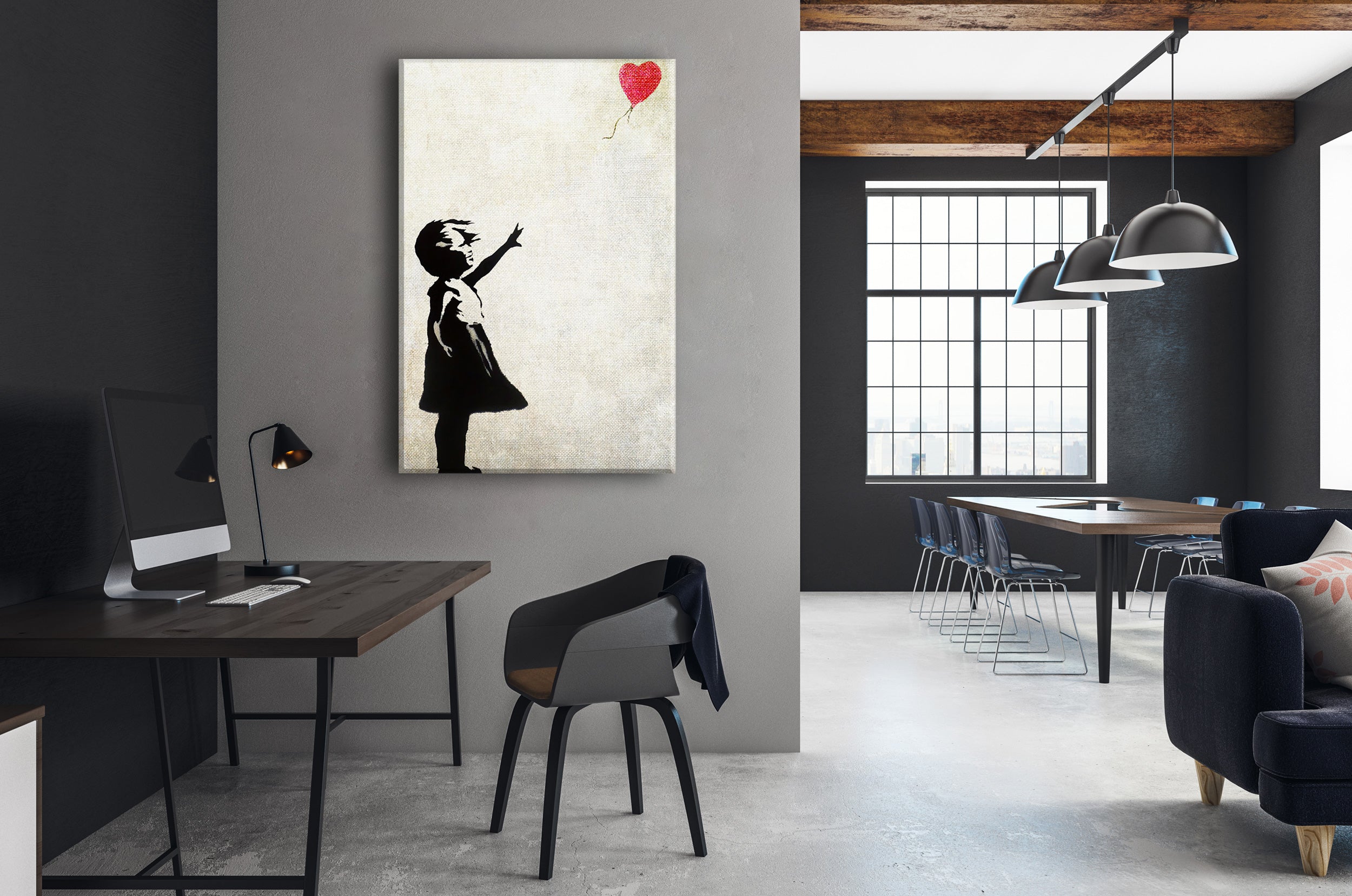 Banksy - Kind mit rotem Ballon , Leinwandbild