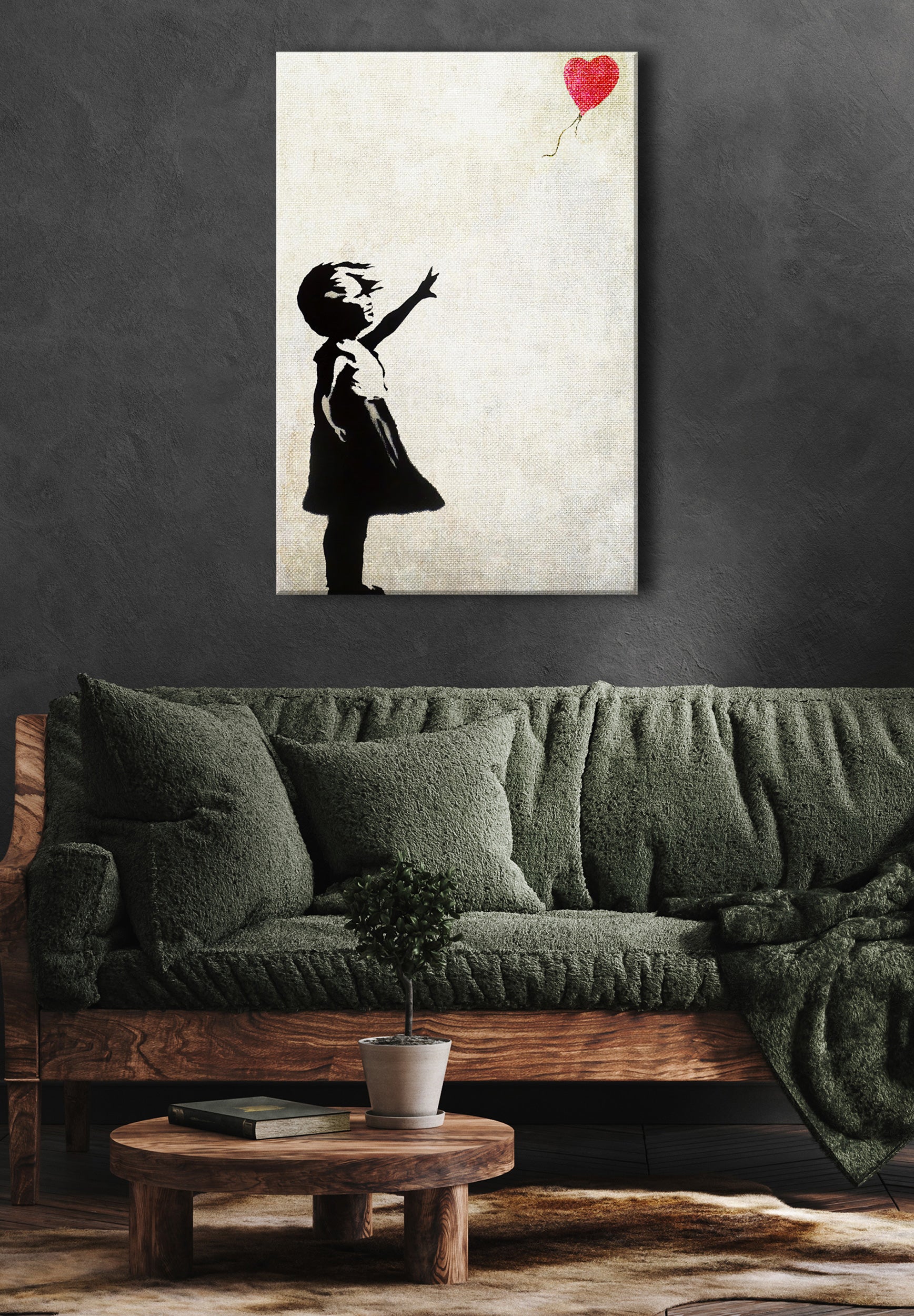 Banksy - Kind mit rotem Ballon , Leinwandbild