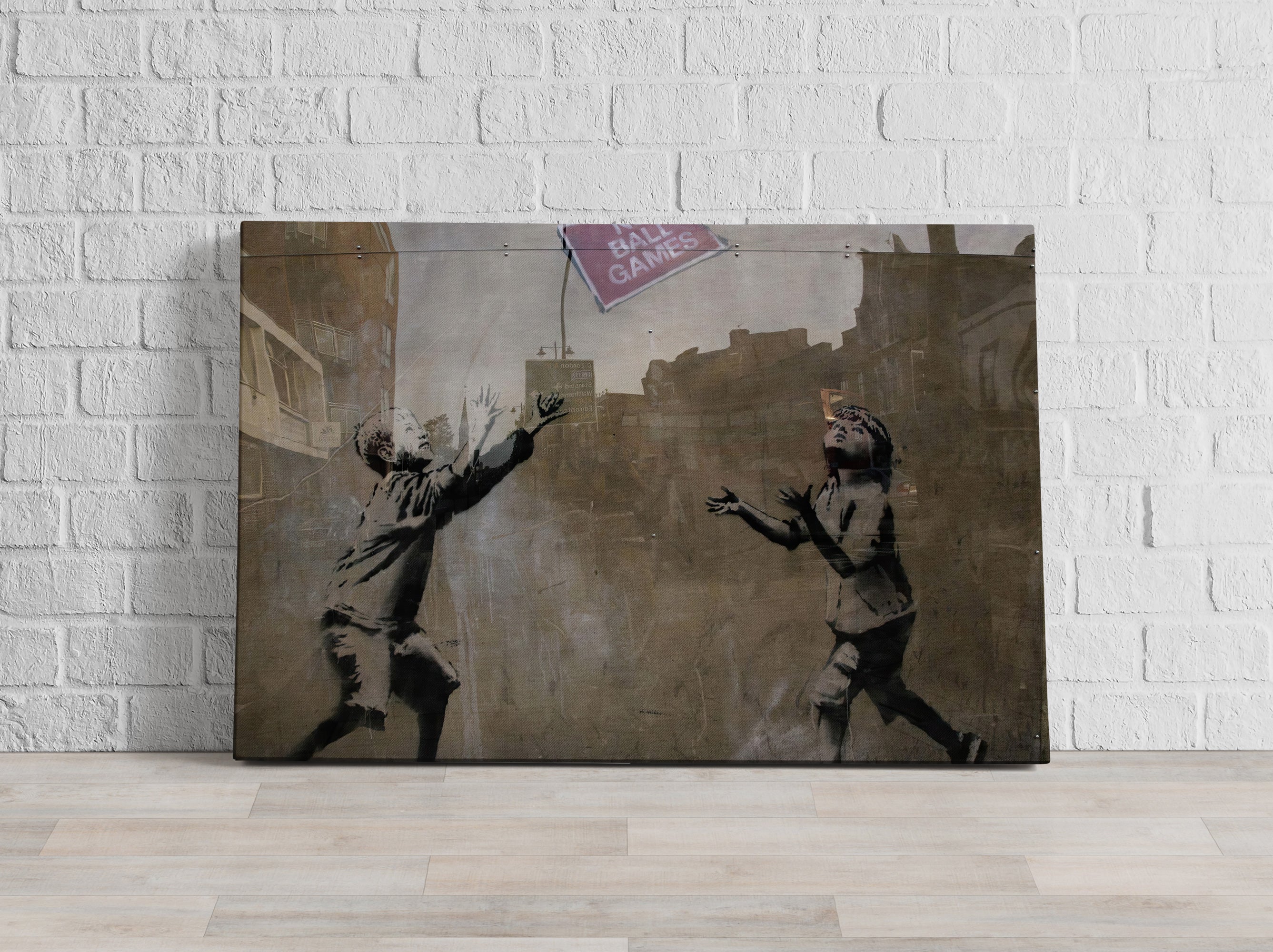 Banksy - No Balls Game etwas anders , Leinwandbild