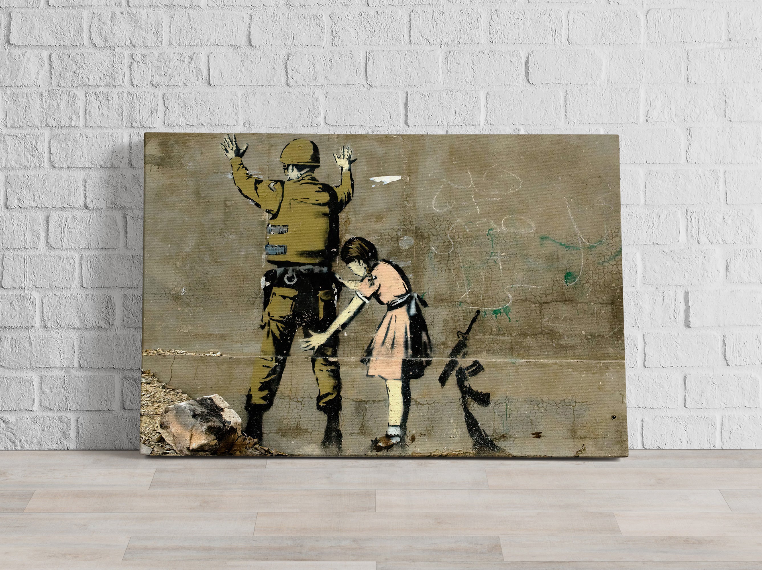 Banksy - Kind durchsucht Polizist, Leinwandbild