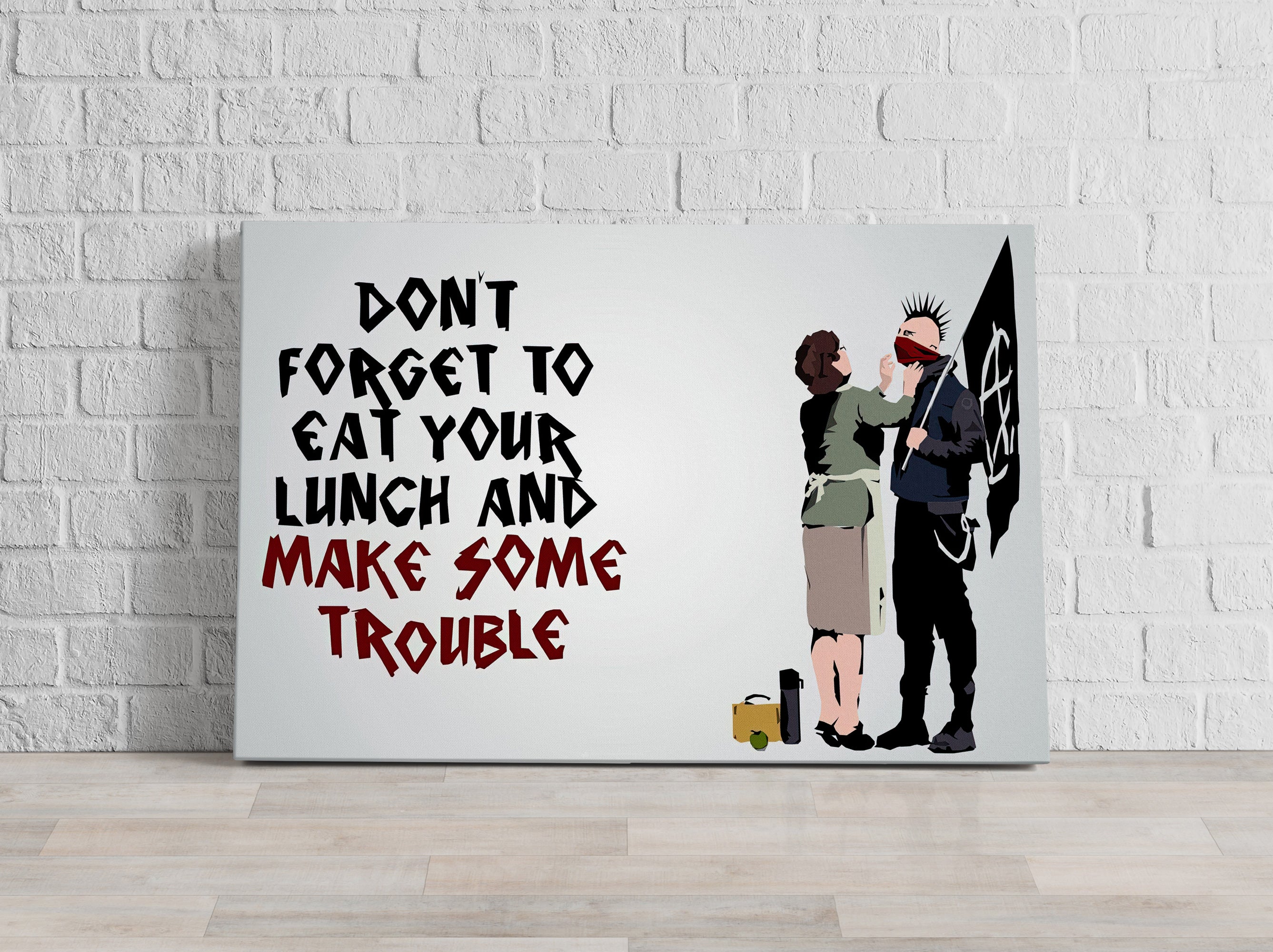 Banksy - Make some Trouble, Leinwandbild