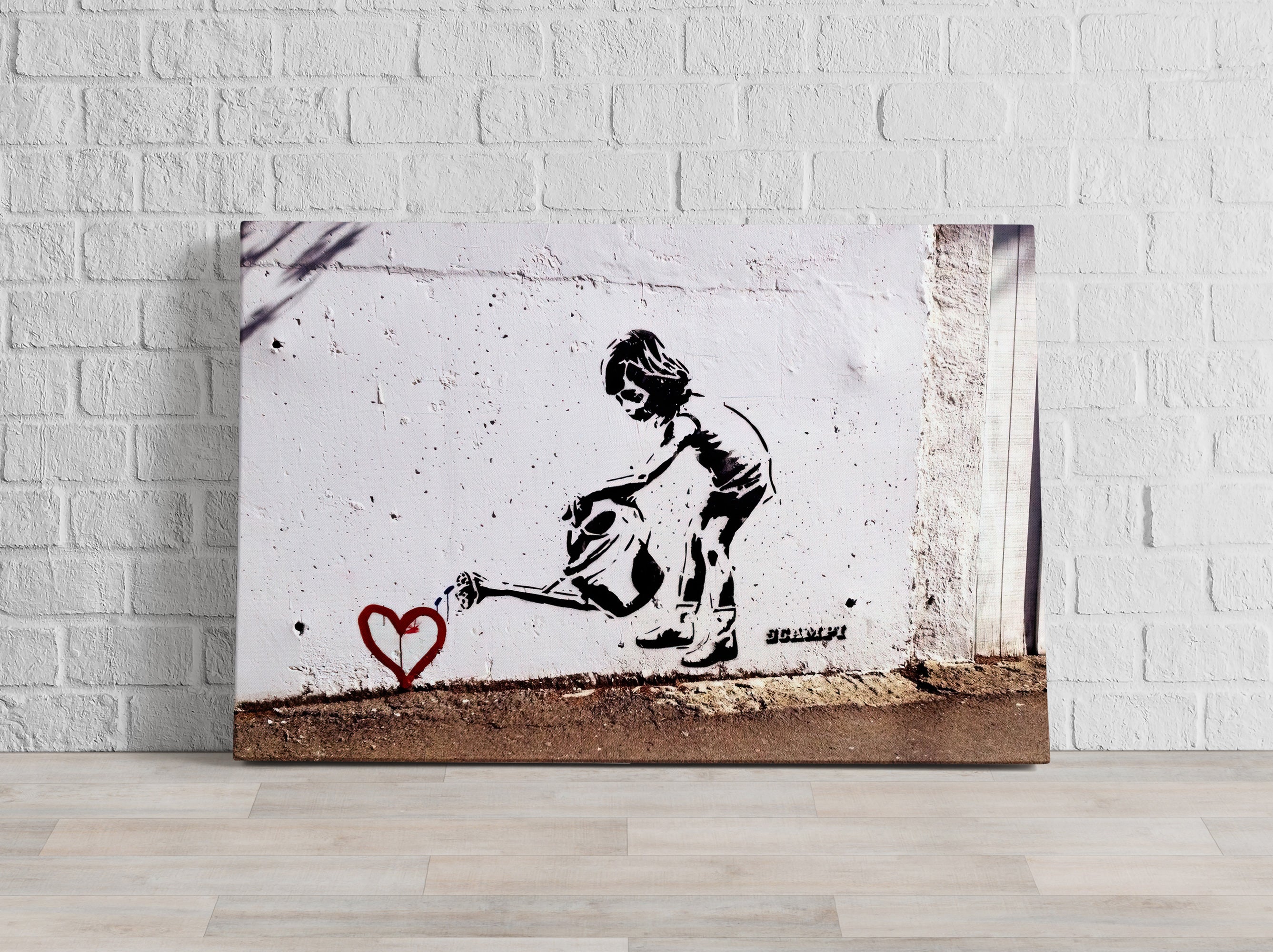 Banksy - Kind mit Giesskanne, Leinwandbild