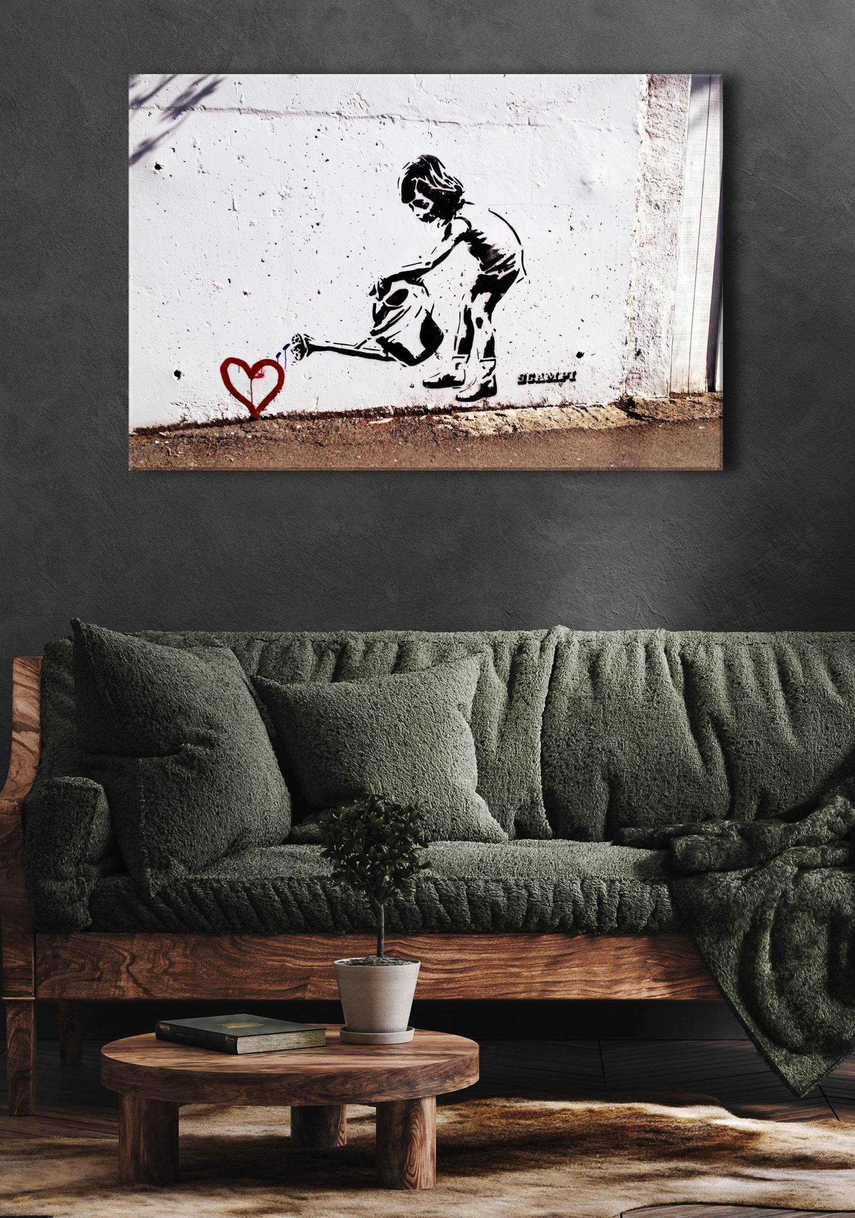 Banksy - Kind mit Giesskanne, Leinwandbild