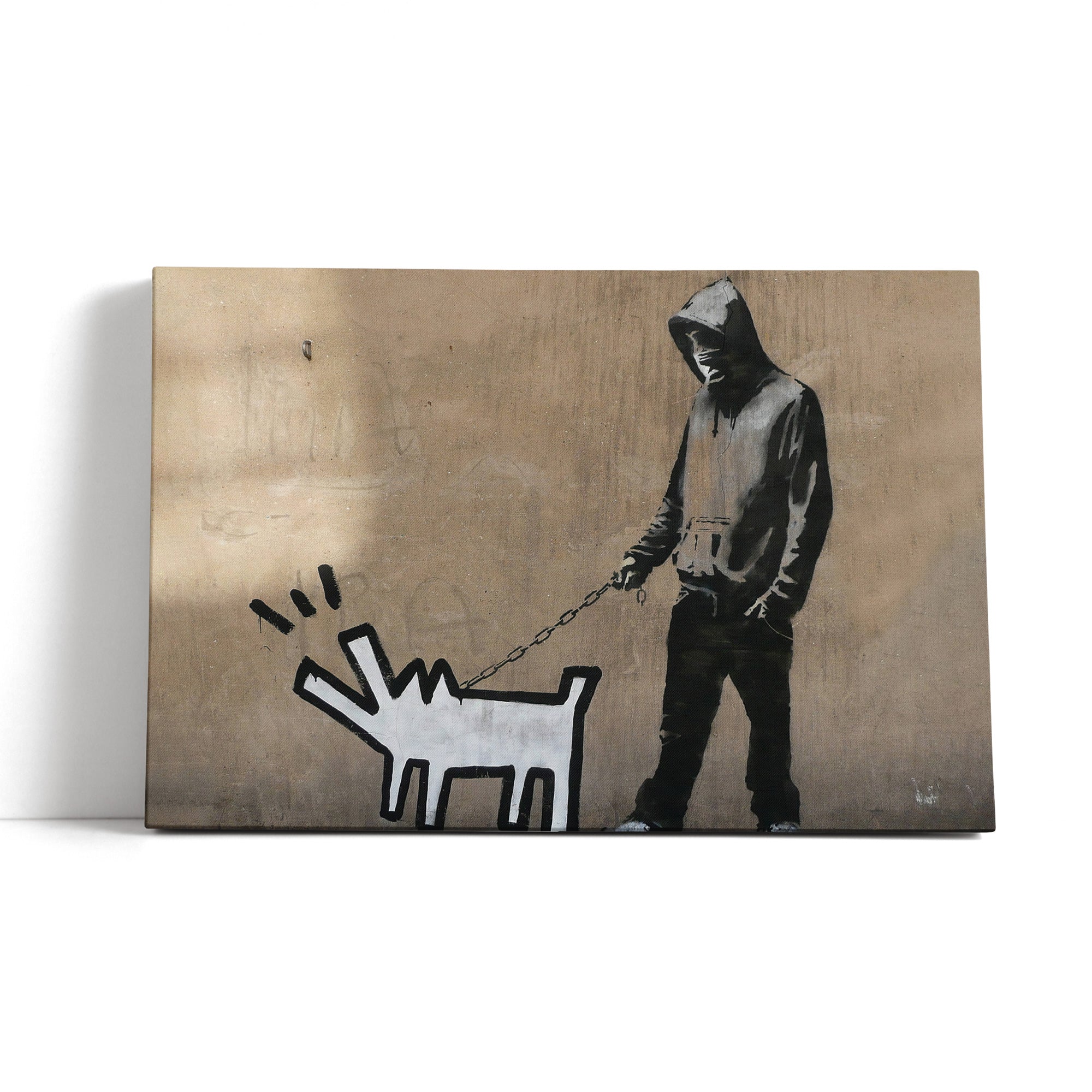 Banksy - Dog Walking, Leinwandbild