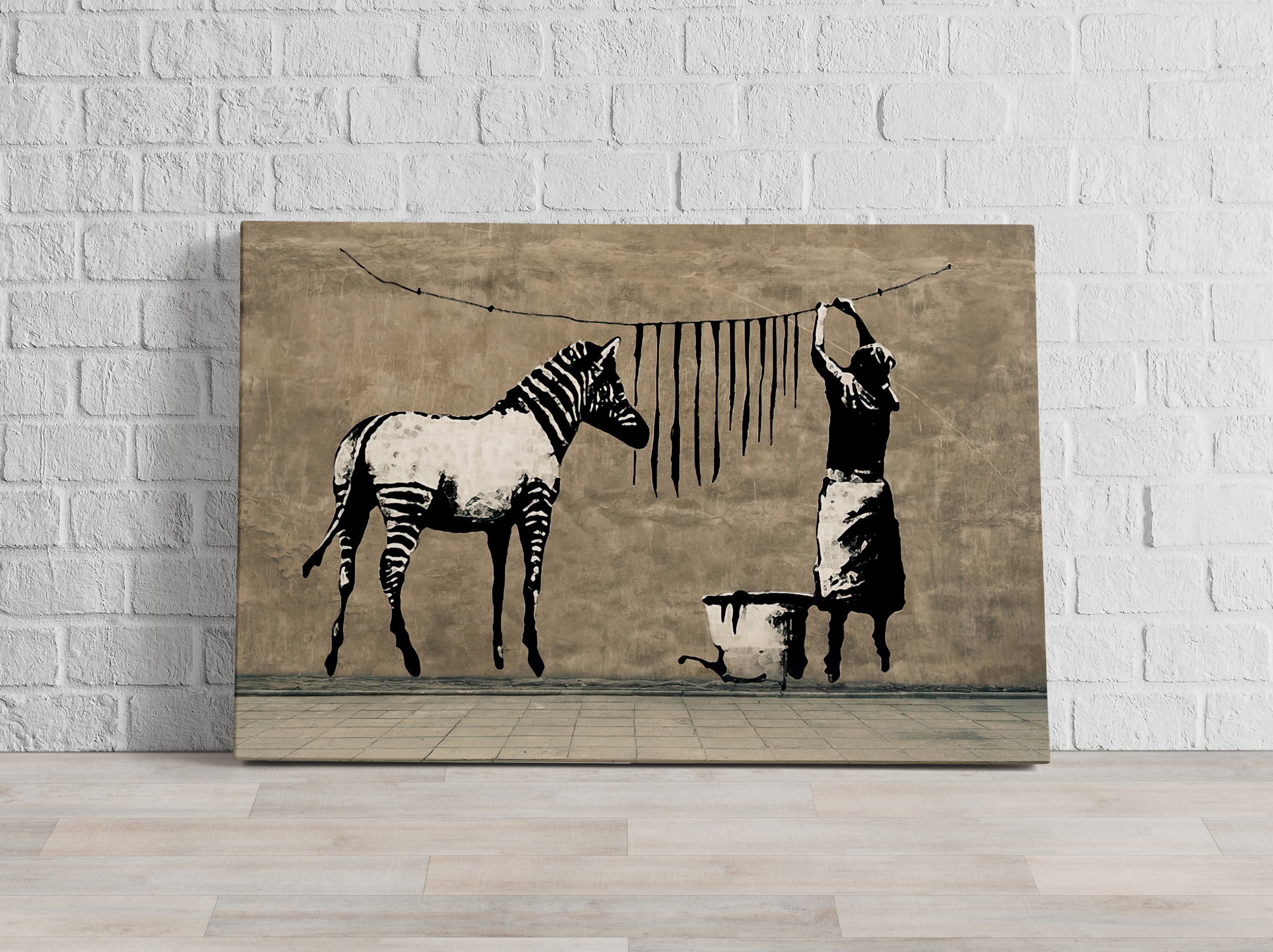 Banksy - Zebrastreifen waschen, Leinwandbild