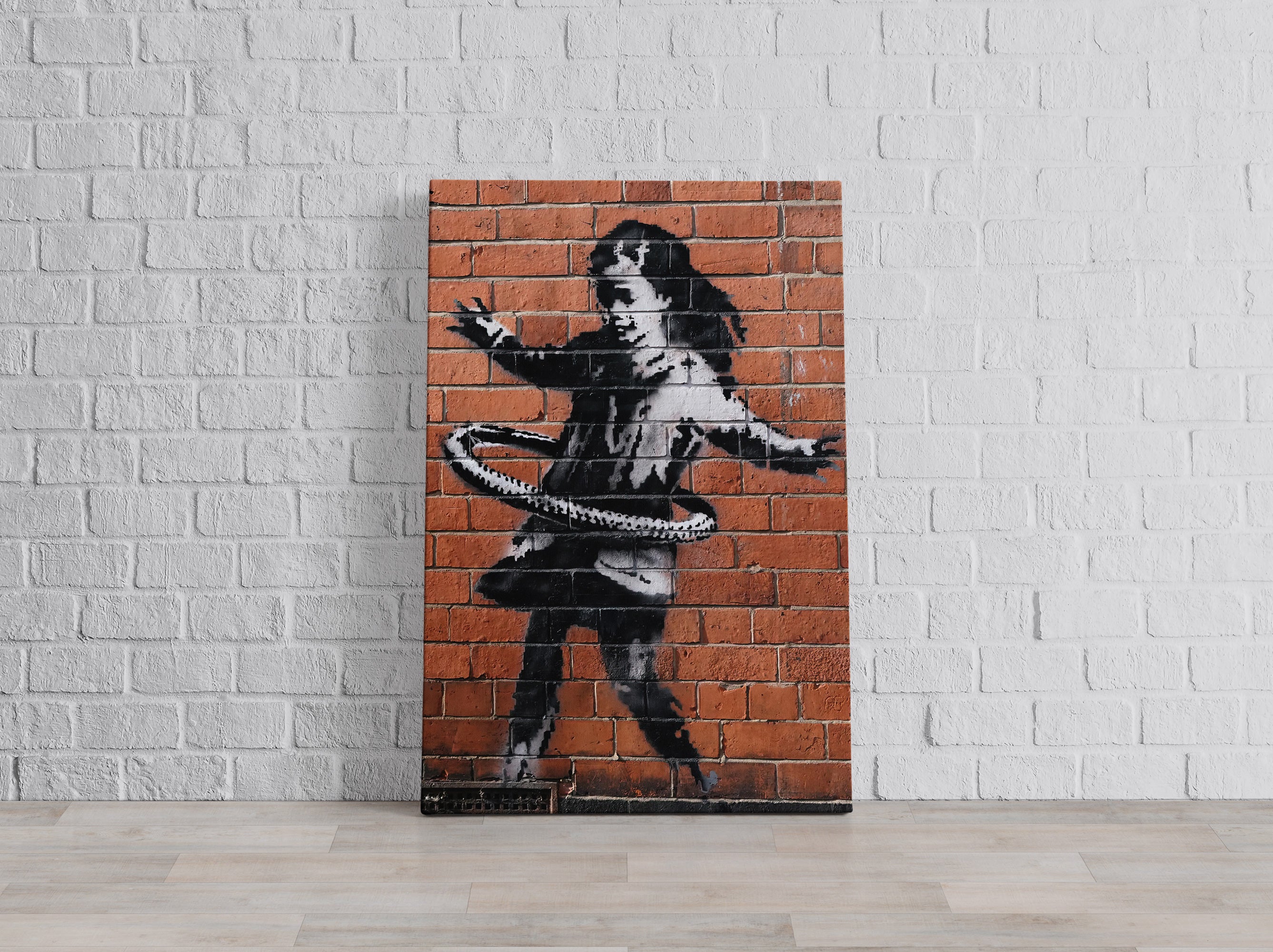 Banksy - Mädchen mit Hulahoop, Leinwandbild