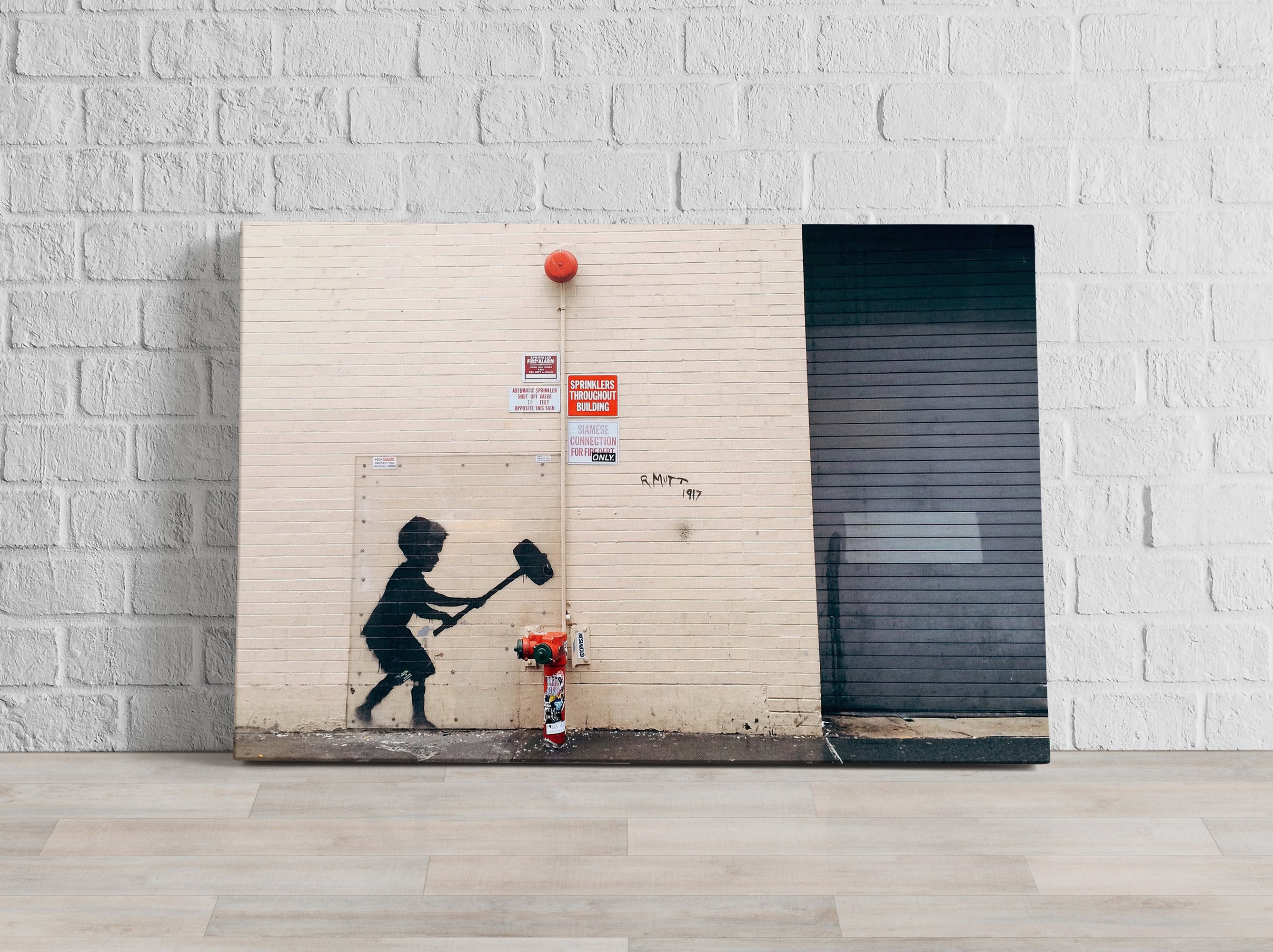 Banksy - Kind mit Hammer, Leinwandbild