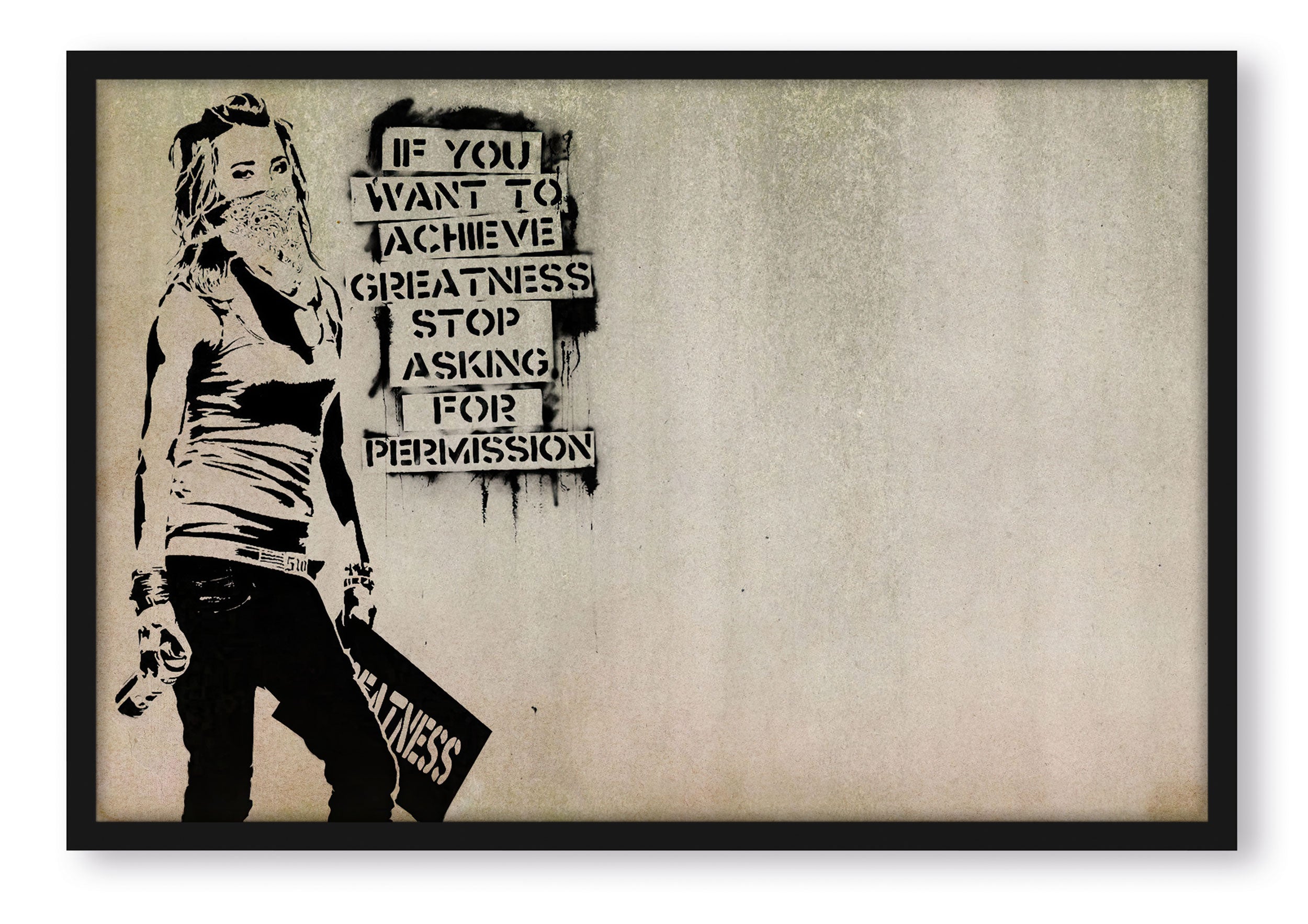 Banksy - Permission Quote, Poster im Rahmen