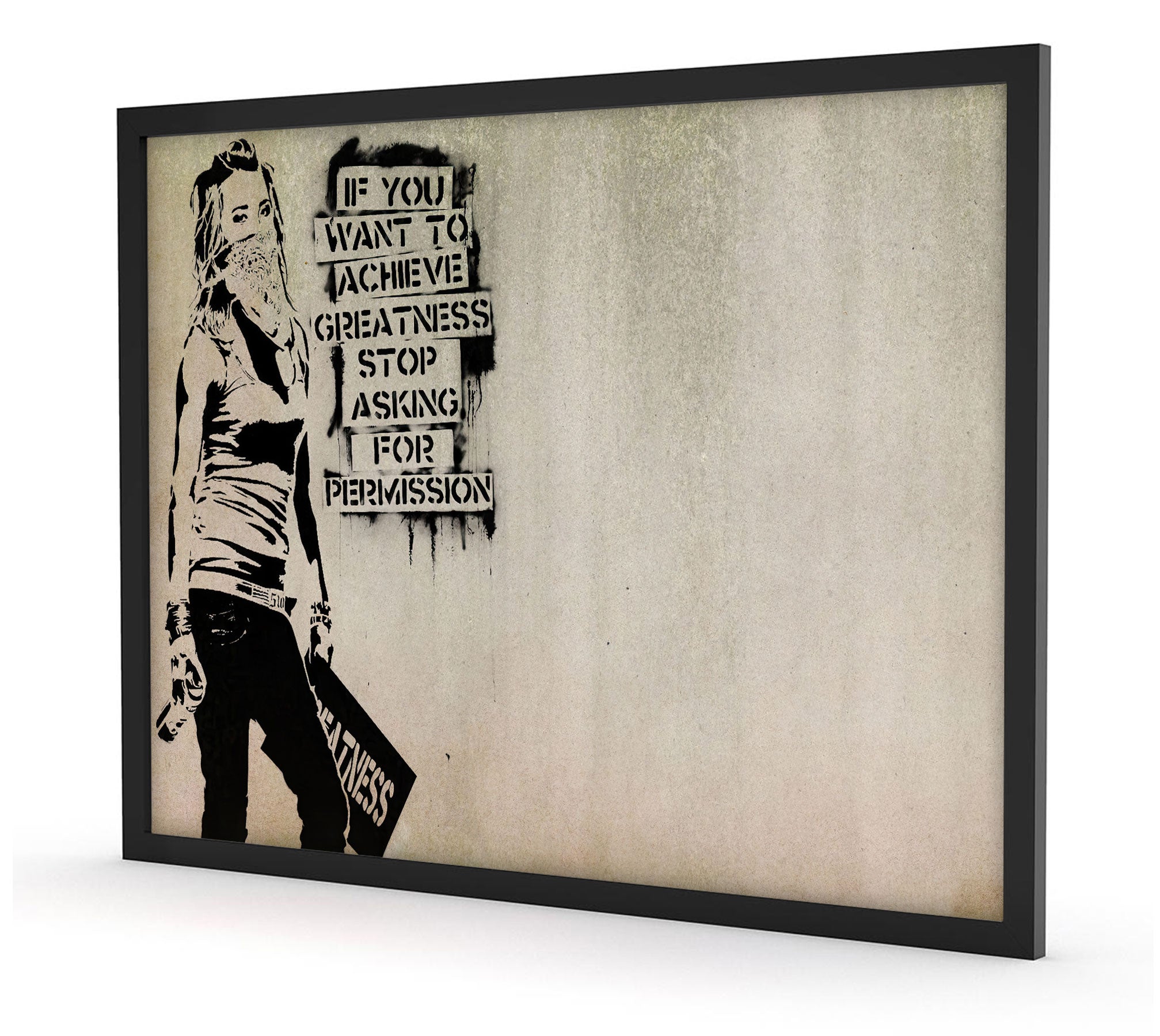 Banksy - Permission Quote, Poster im Rahmen